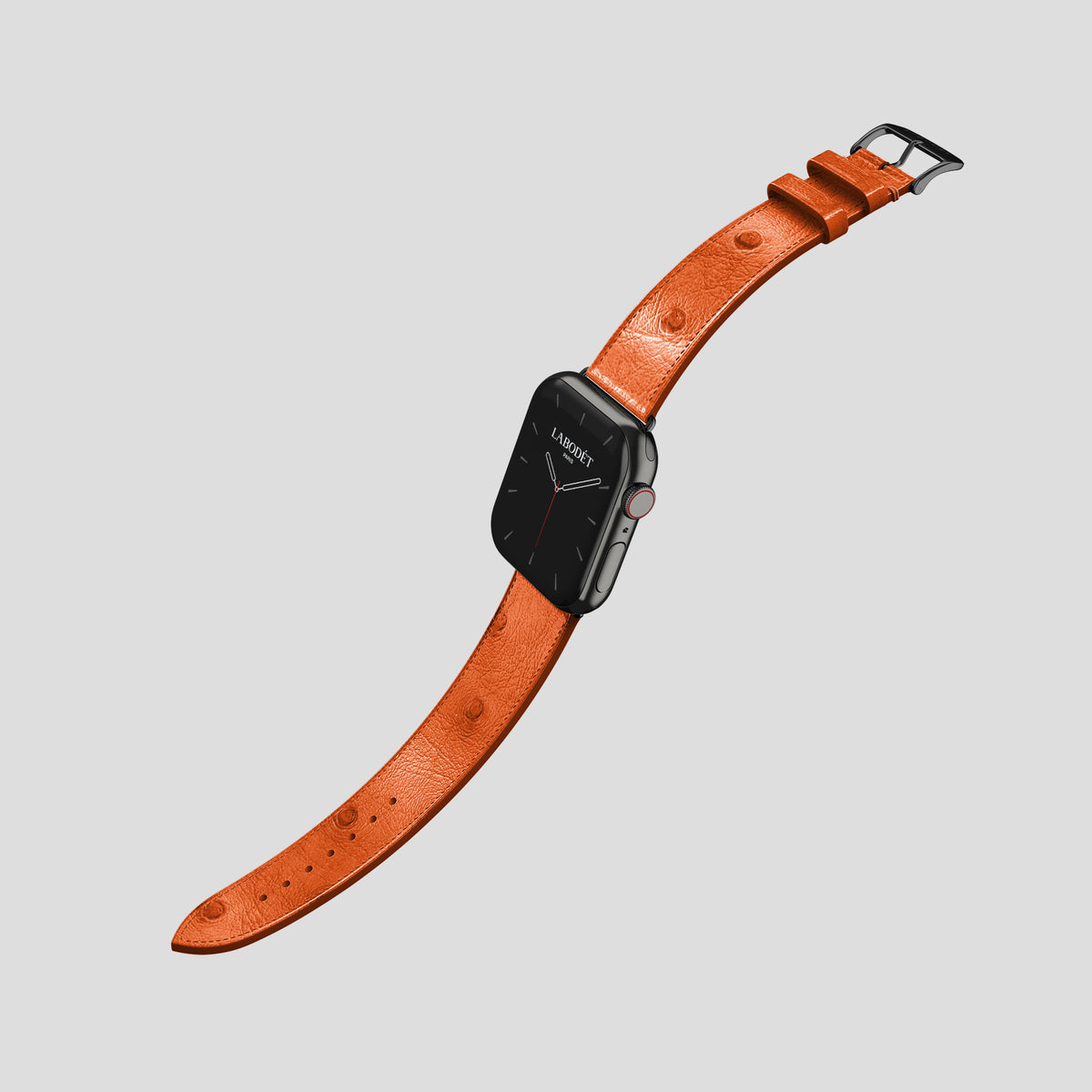 Orange Apple Watch 46mm Classic Strap Ostrich with Black Metal -3 | Orange-Black