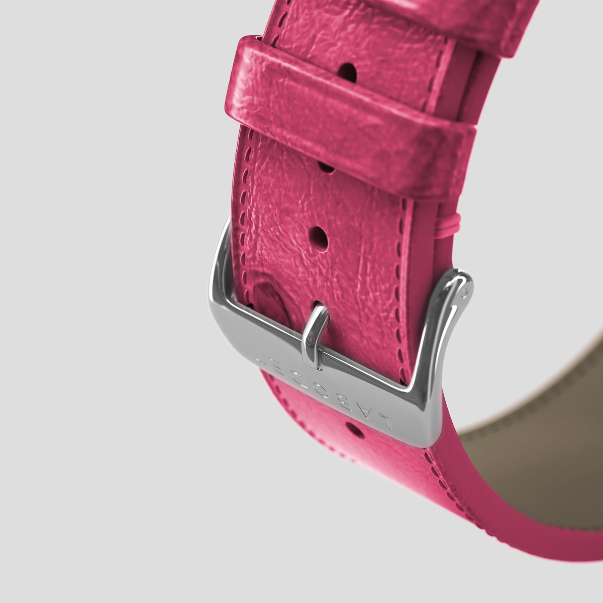 Pink Apple Watch 46mm Classic Strap Ostrich with Steel Metal -7 | Pink-Steel