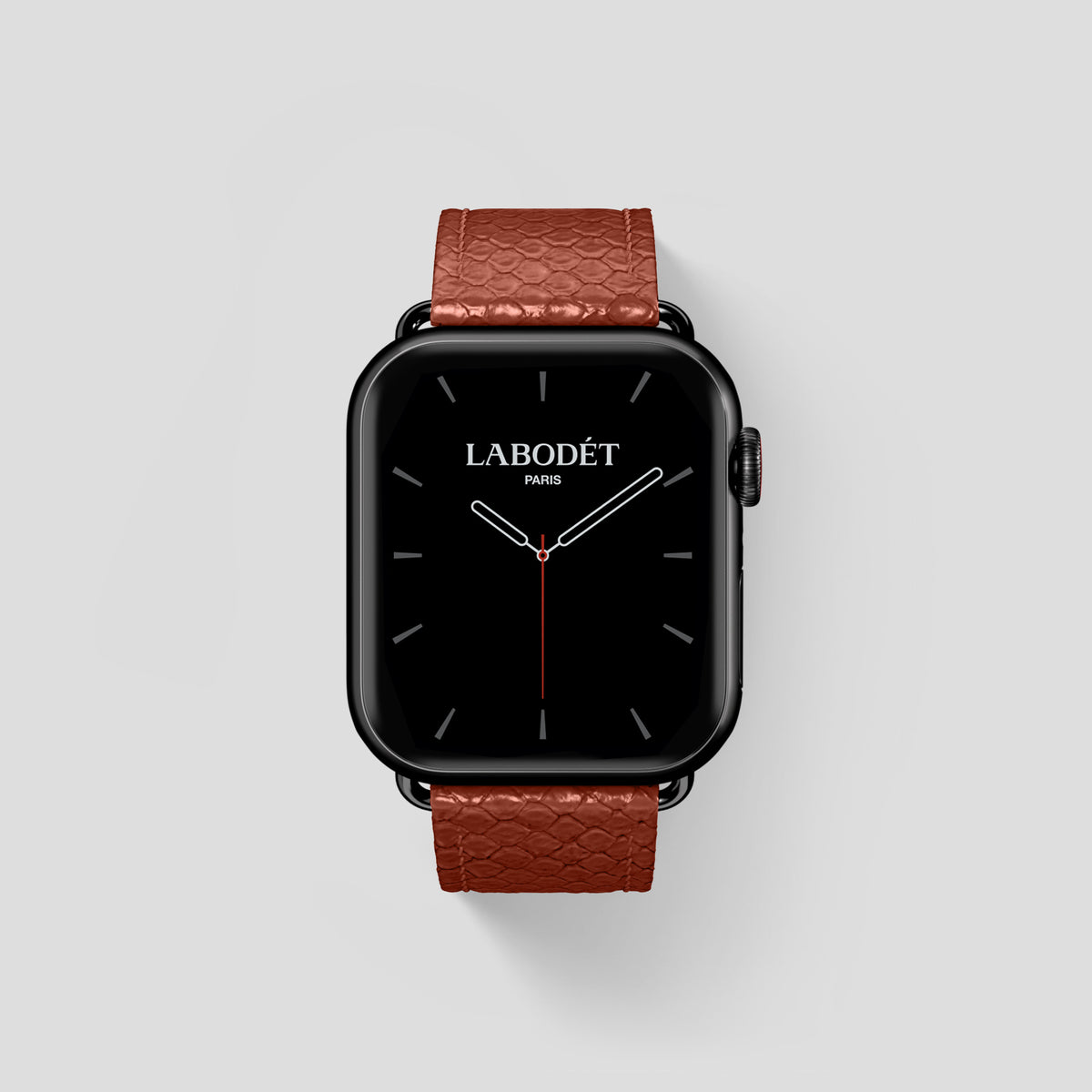 Medium-Brown Apple Watch 46mm Classic Strap In Python with Black Metal -1 | Medium-Brown-Black
