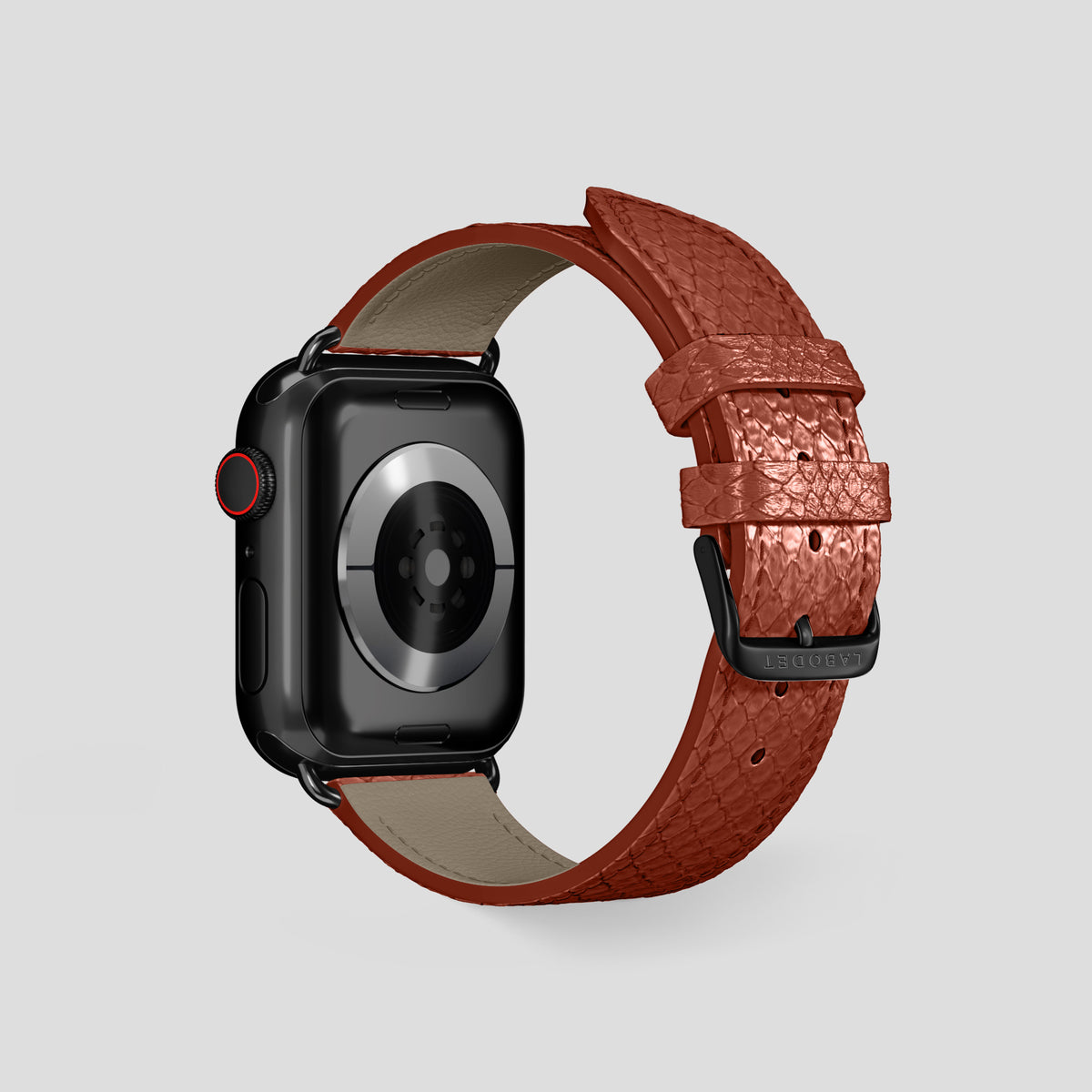 Medium-Brown Apple Watch 46mm Classic Strap In Python with Black Metal -2 | Medium-Brown-Black