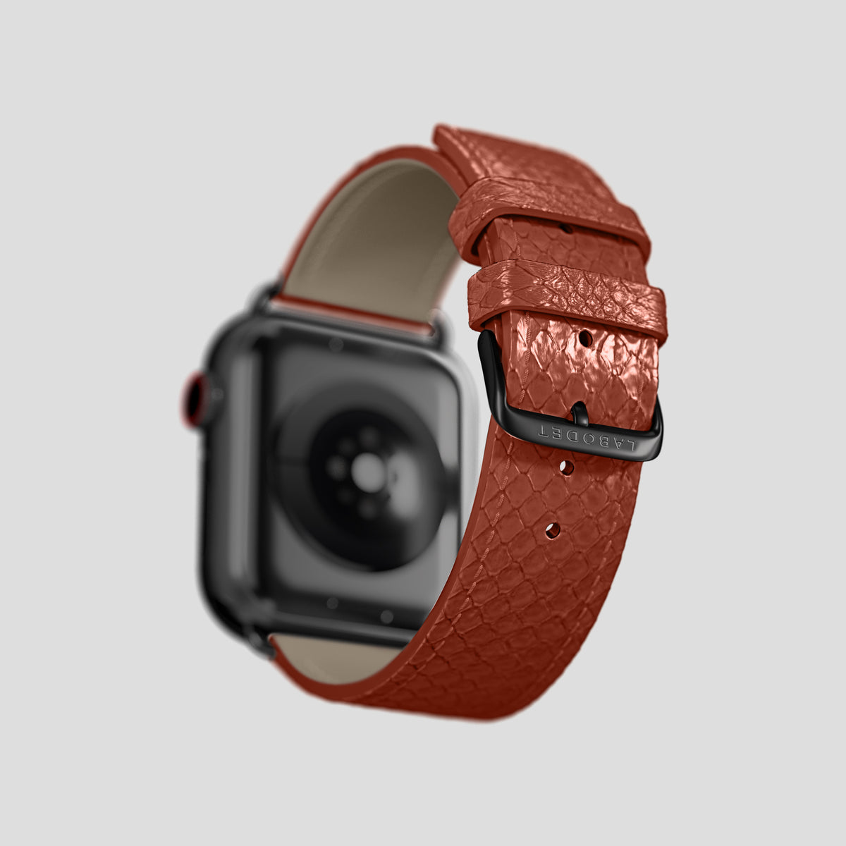 Medium-Brown Apple Watch 46mm Classic Strap In Python with Black Metal -5 | Medium-Brown-Black