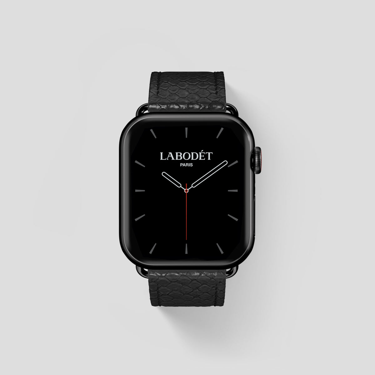 Black Apple Watch 46mm Classic Strap In Python with Black Metal -1 | Black-Black