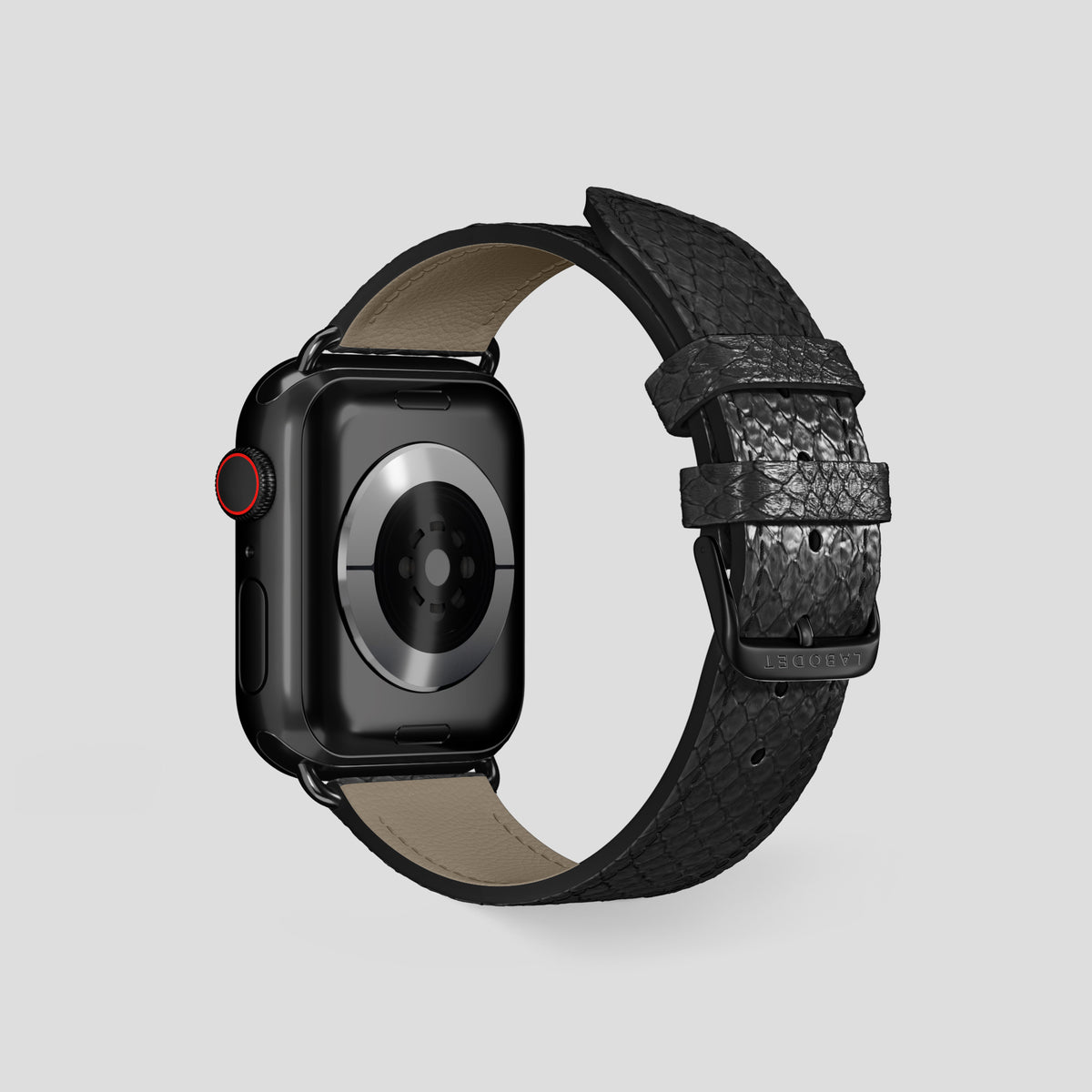 Black Apple Watch 46mm Classic Strap In Python with Black Metal -2 | Black-Black