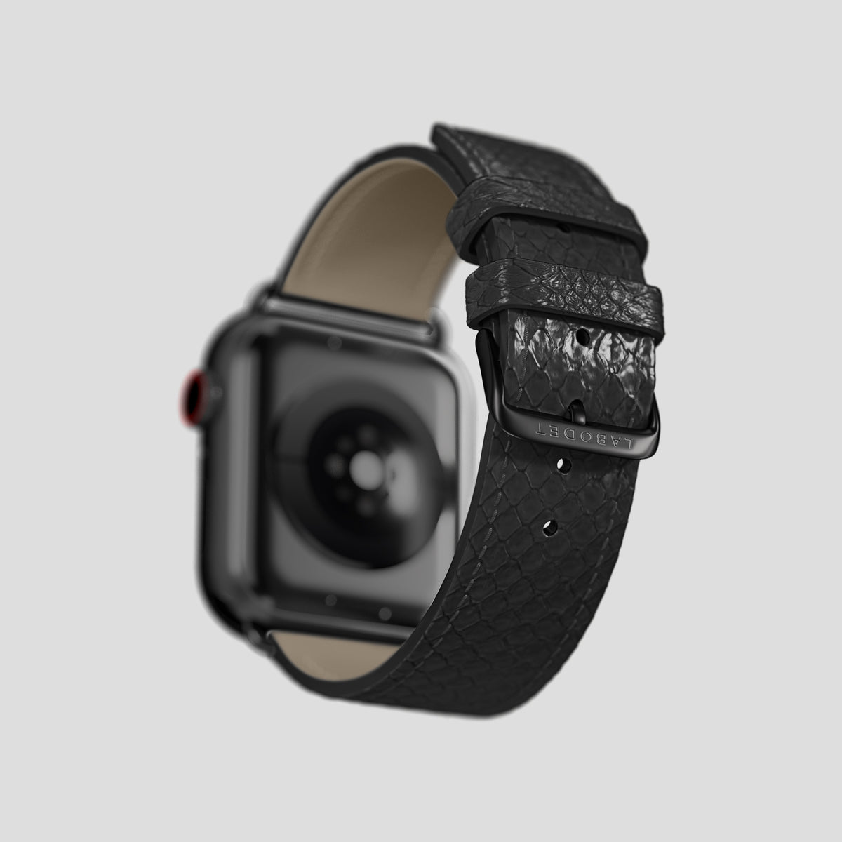 Black Apple Watch 46mm Classic Strap In Python with Black Metal -5 | Black-Black