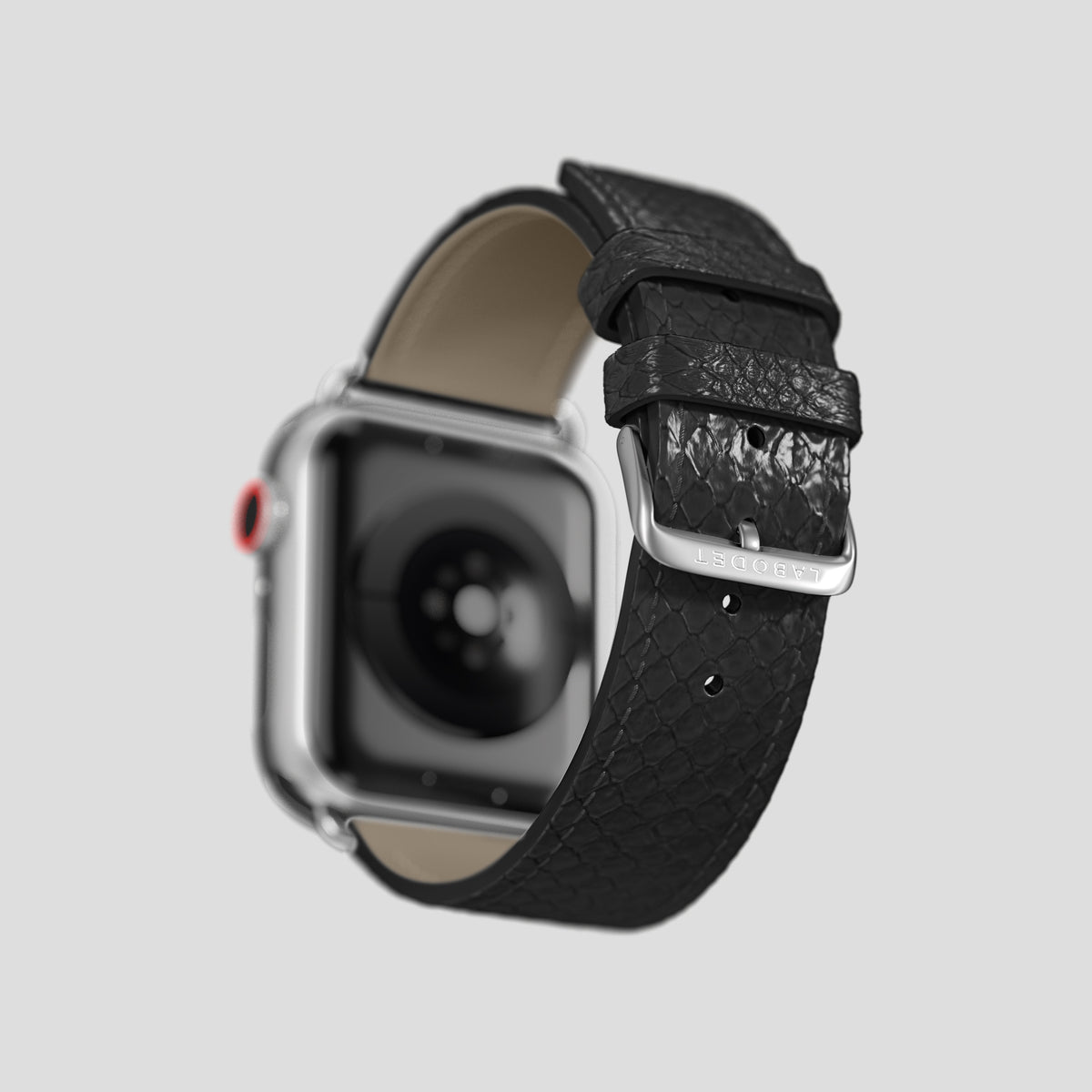 Black Apple Watch 46mm Classic Strap In Python with Steel Metal -5 | Black-Steel