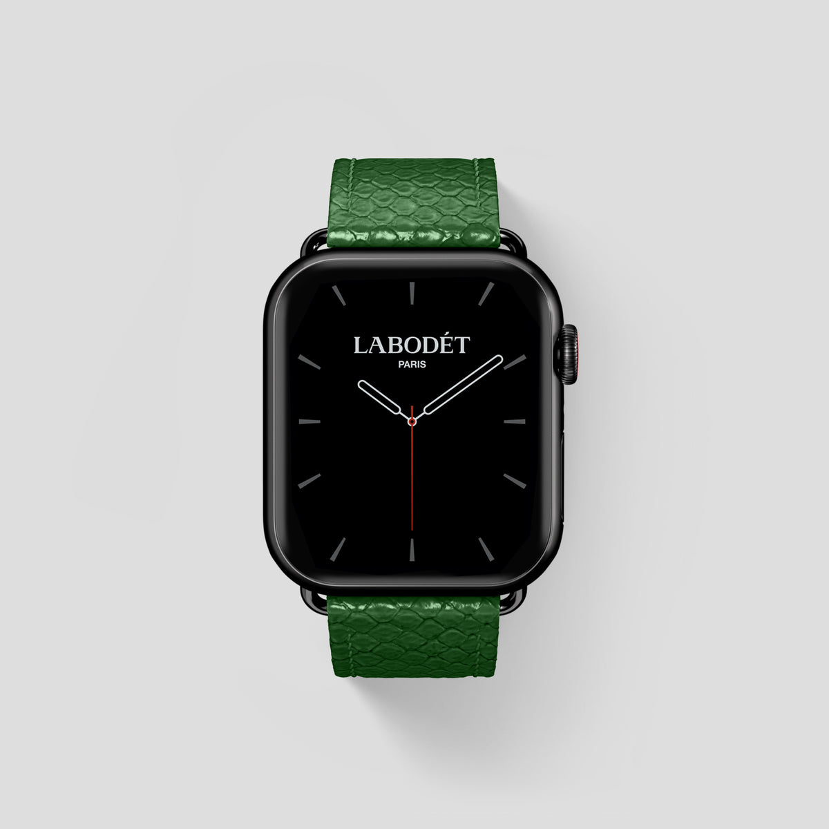 Green Apple Watch 46mm Classic Strap In Python with Black Metal -1 | Green-Black