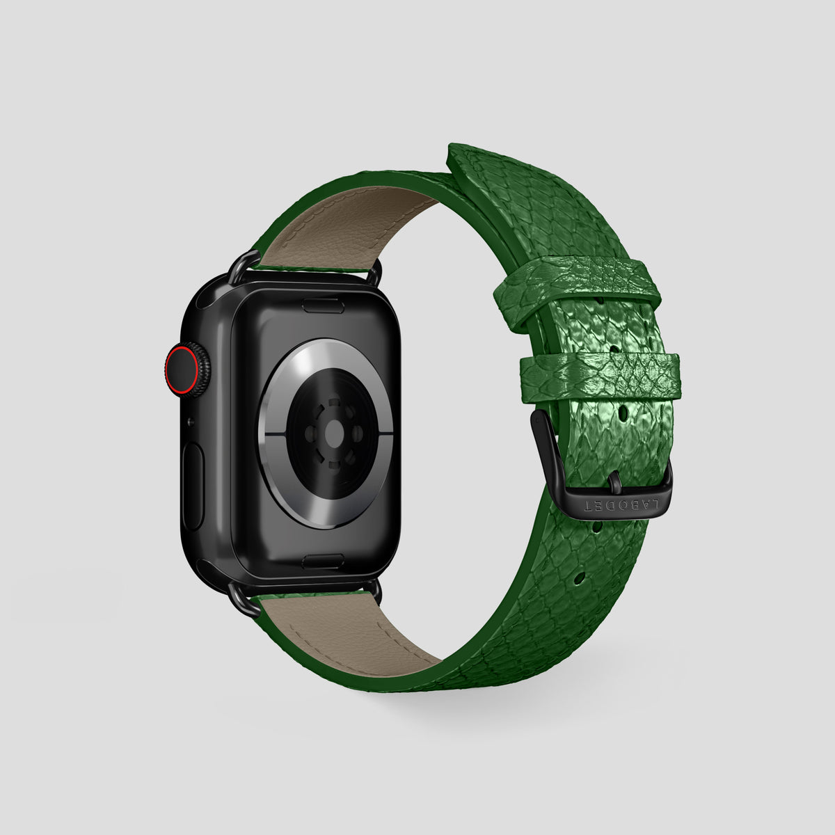 Green Apple Watch 46mm Classic Strap In Python with Black Metal -2 | Green-Black