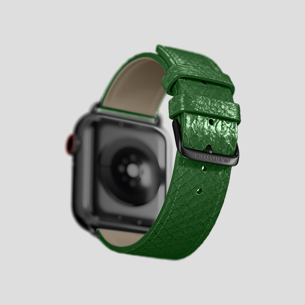 Green Apple Watch 46mm Classic Strap In Python with Black Metal -5 | Green-Black