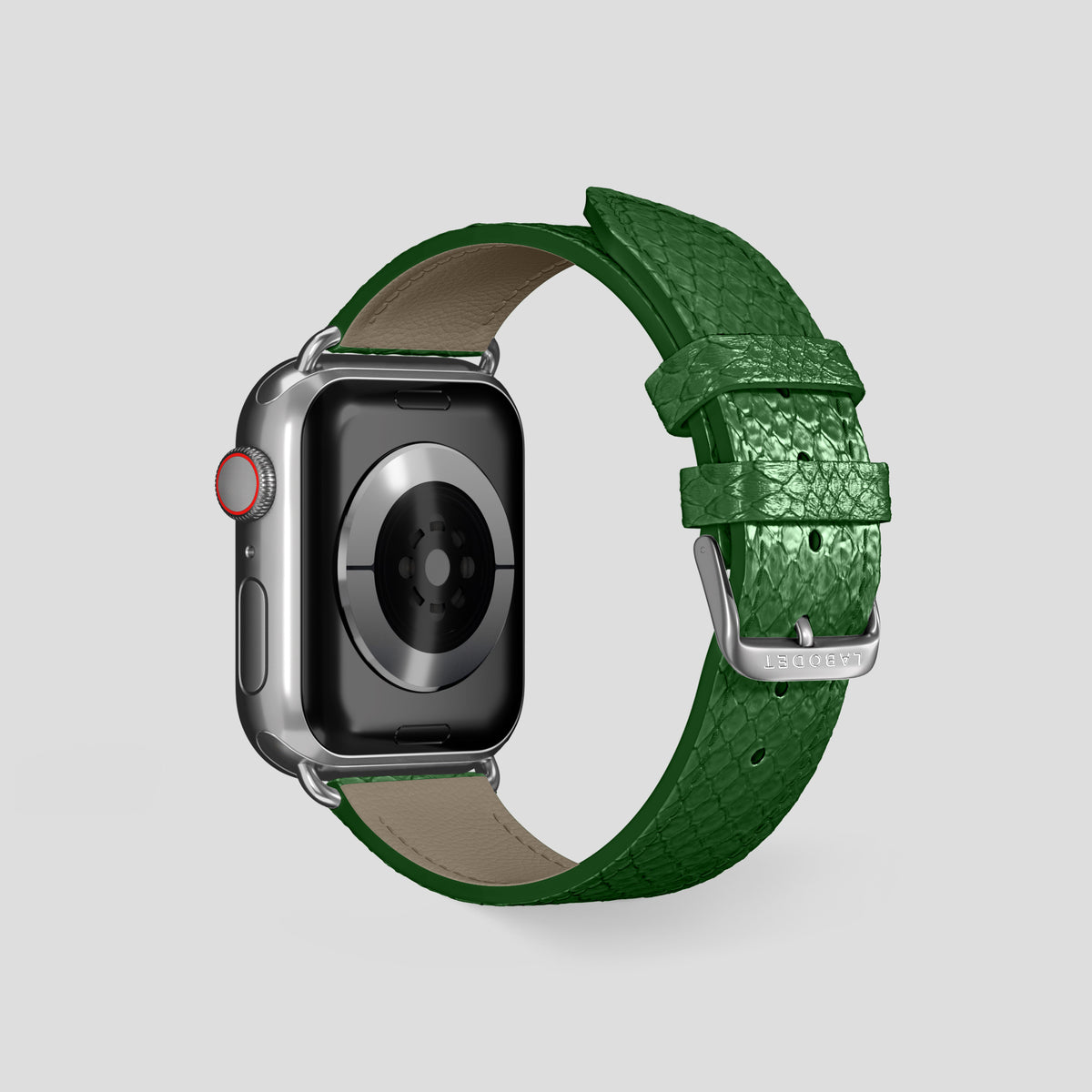 Green Apple Watch 46mm Classic Strap In Python with Steel Metal -2 | Green-Steel