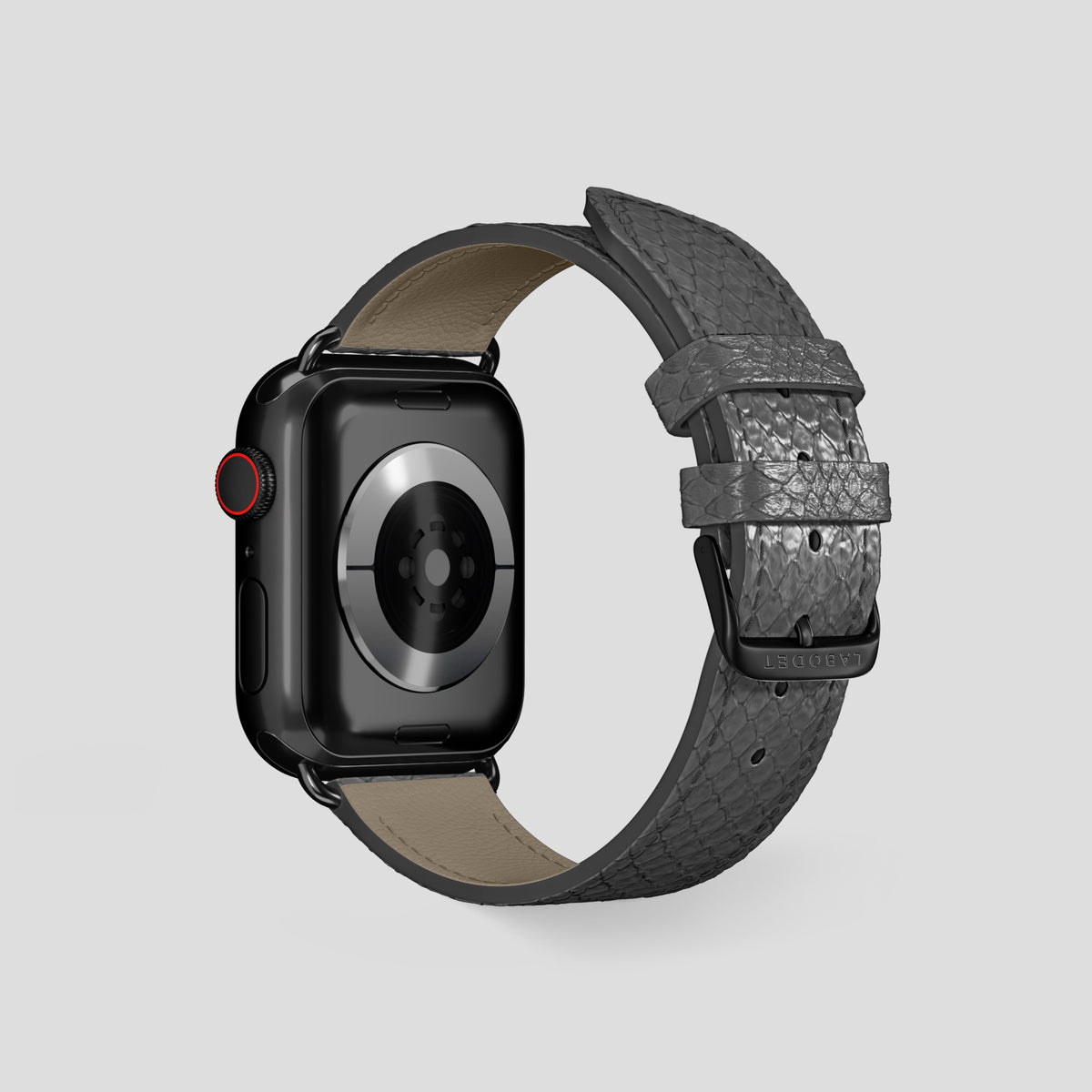 Grey Apple Watch 46mm Classic Strap In Python with Black Metal -2 | Grey-Black