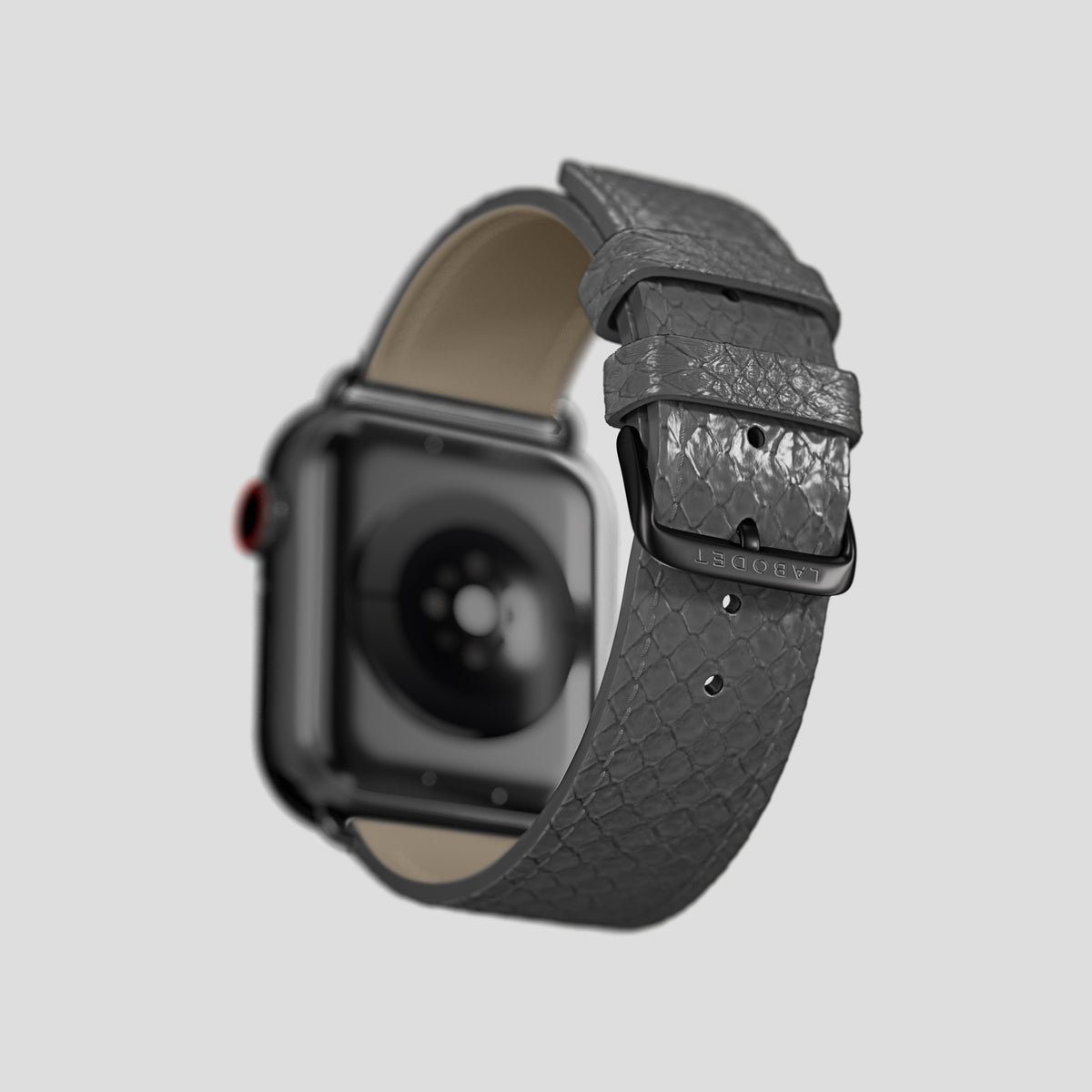 Grey Apple Watch 46mm Classic Strap In Python with Black Metal -5 | Grey-Black