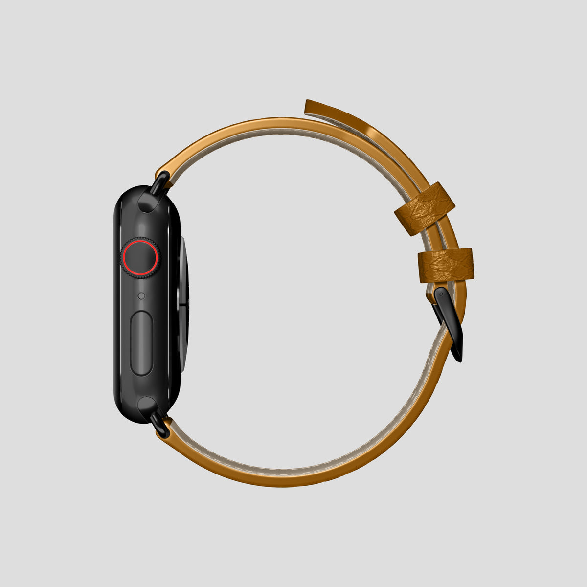 Honey Apple Watch 46mm Classic Strap In Python with Black Metal -4 | Honey-Black