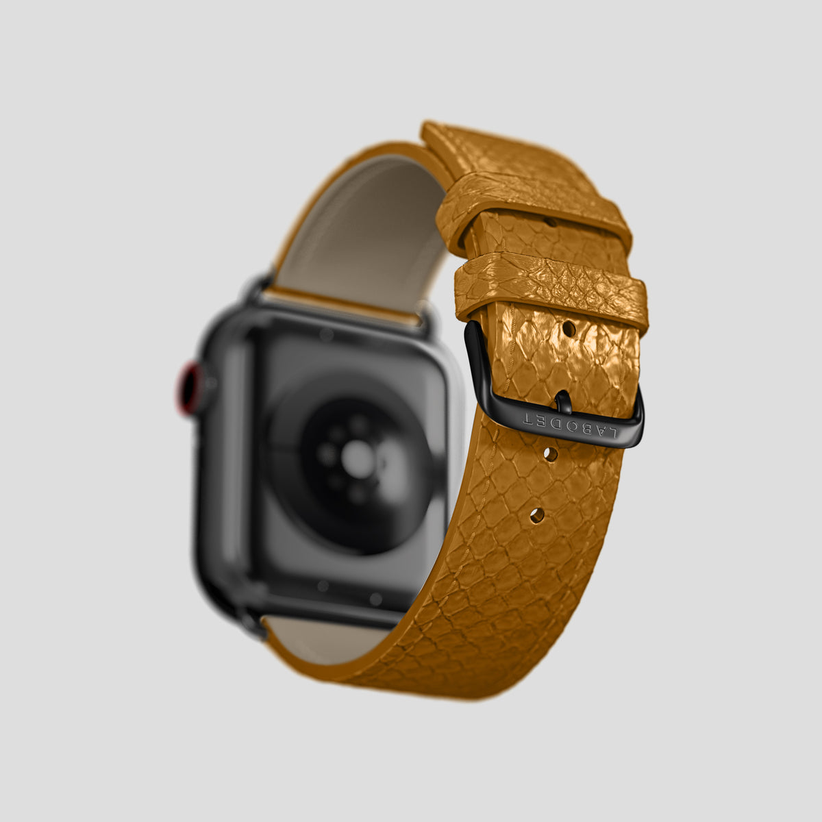 Honey Apple Watch 46mm Classic Strap In Python with Black Metal -5 | Honey-Black