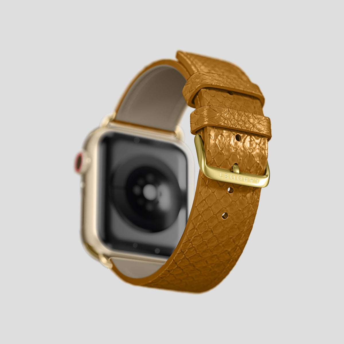 Honey Apple Watch 46mm Classic Strap In Python with Gold Metal -5 | Honey-Gold