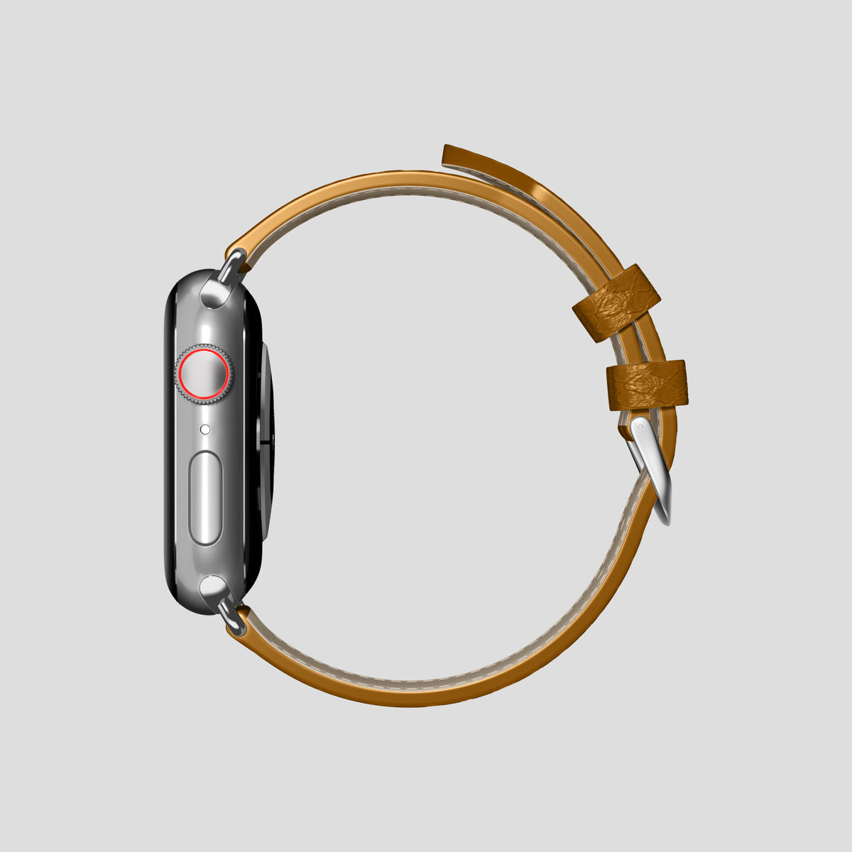 Honey Apple Watch 46mm Classic Strap In Python with Steel Metal -4 | Honey-Steel