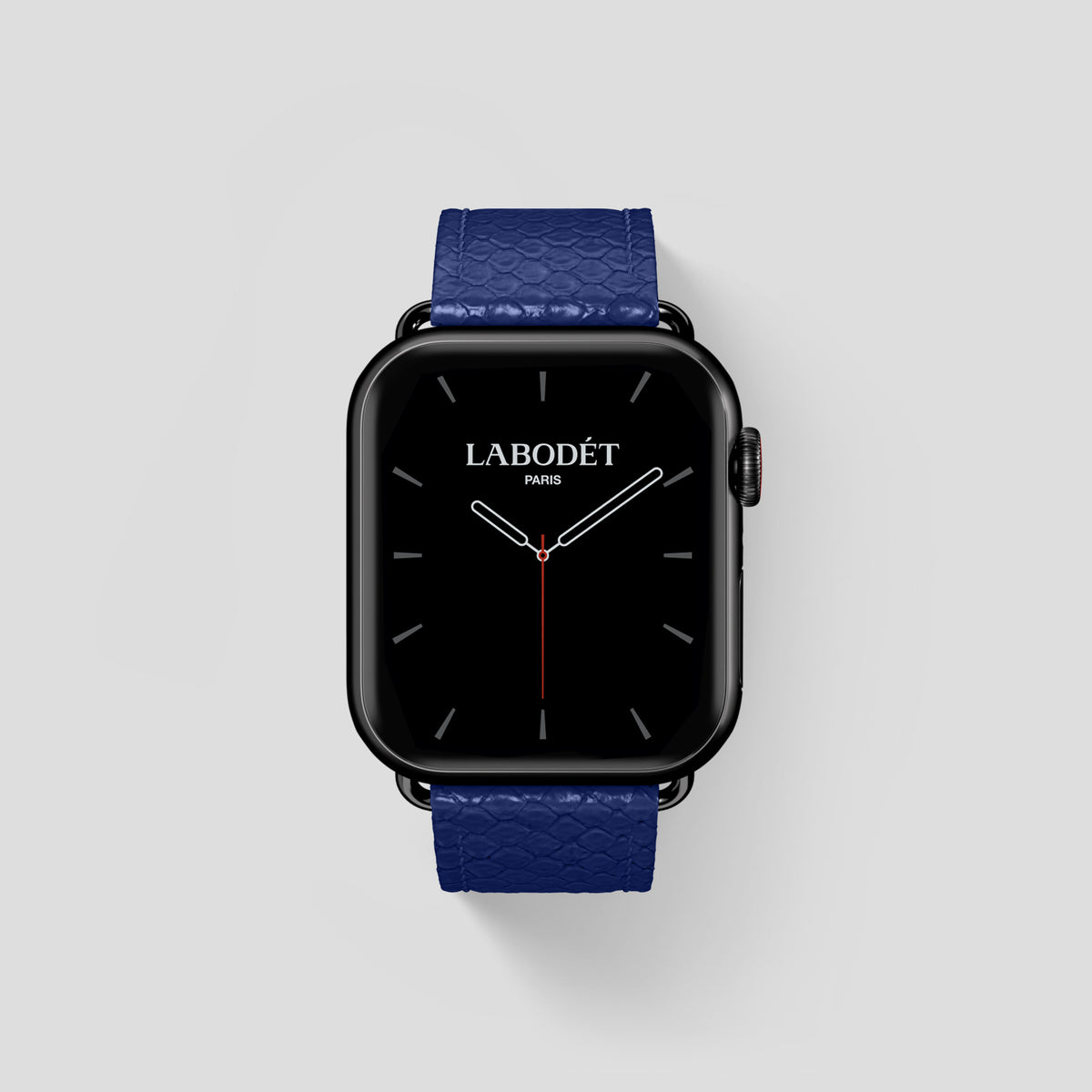 Royal Blue Apple Watch 46mm Classic Strap In Python with Black Metal -1 | Royal-Blue-Black