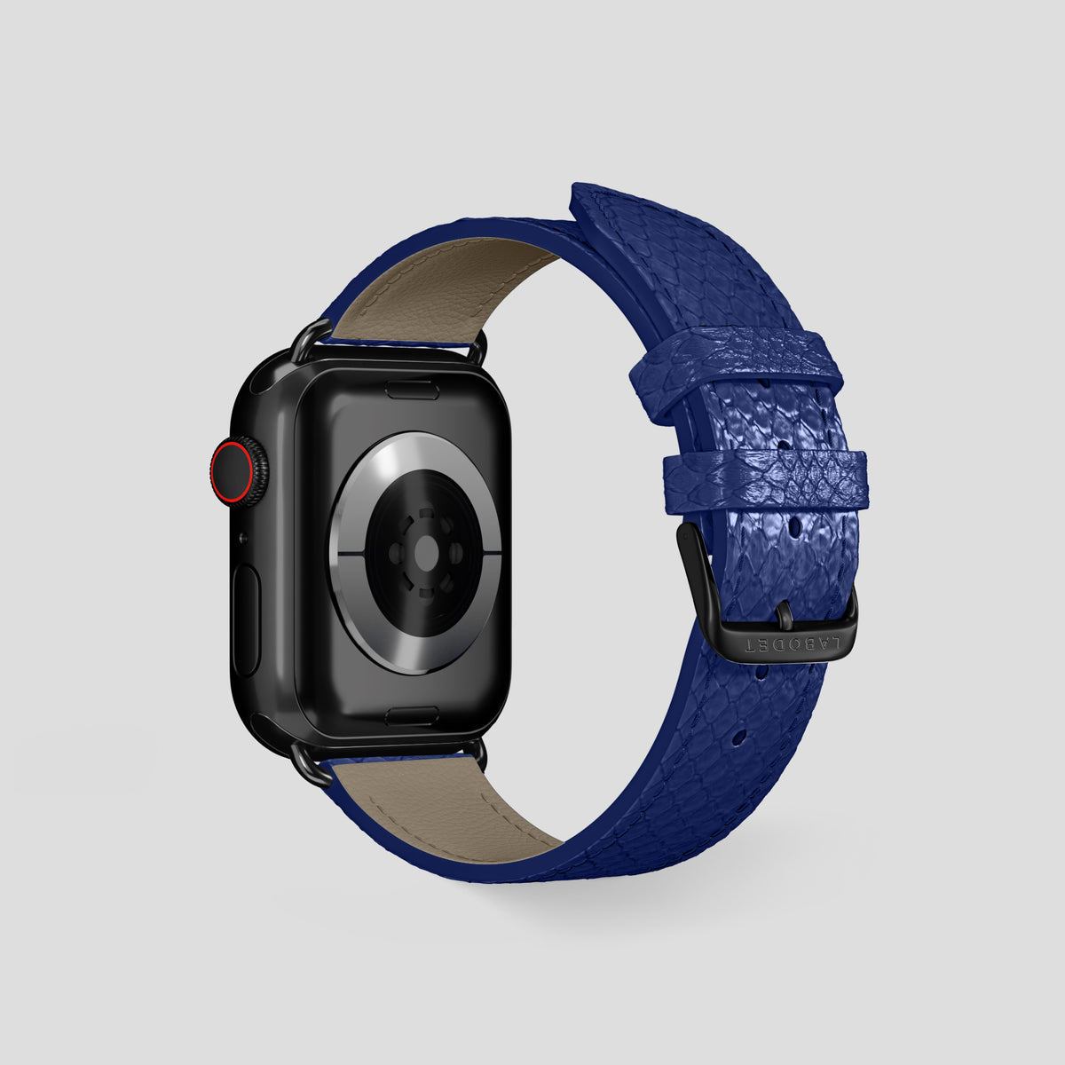 Royal Blue Apple Watch 46mm Classic Strap In Python with Black Metal -2 | Royal-Blue-Black