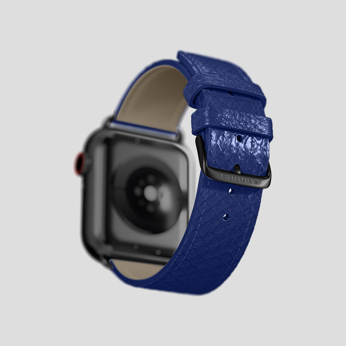 Royal Blue Apple Watch 46mm Classic Strap In Python with Black Metal -5 | Royal-Blue-Black