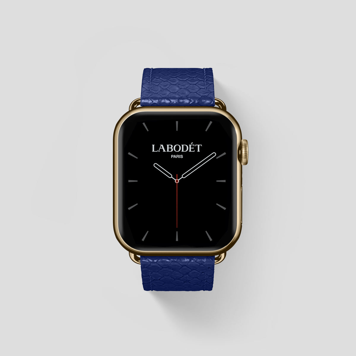 Royal Blue Apple Watch 46mm Classic Strap In Python with Gold Metal -1 | Royal-Blue-Gold