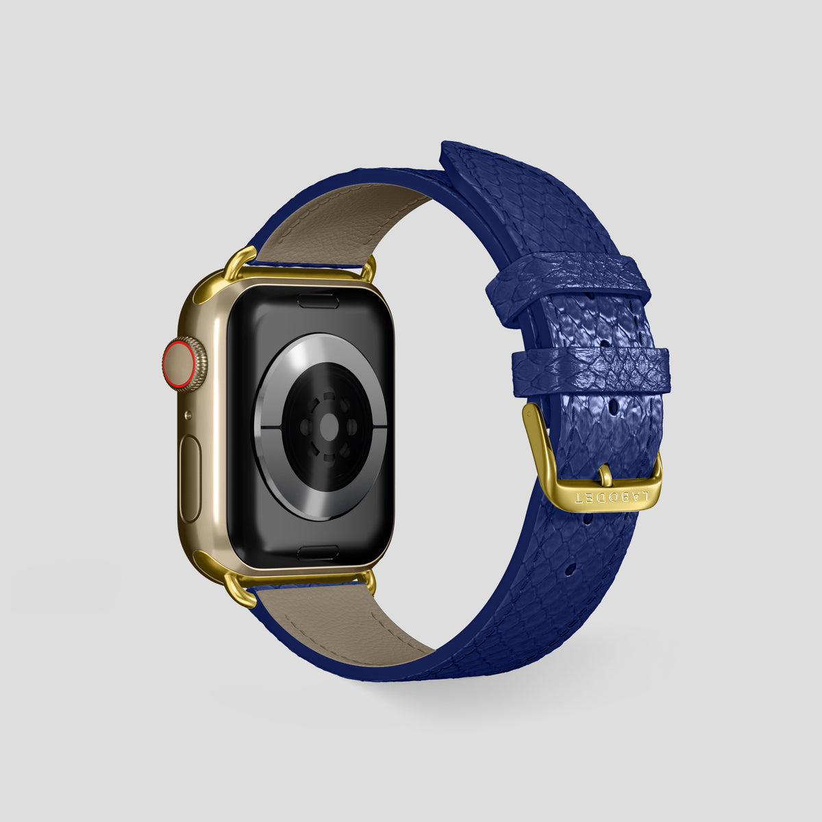 Royal Blue Apple Watch 46mm Classic Strap In Python with Gold Metal -2 | Royal-Blue-Gold
