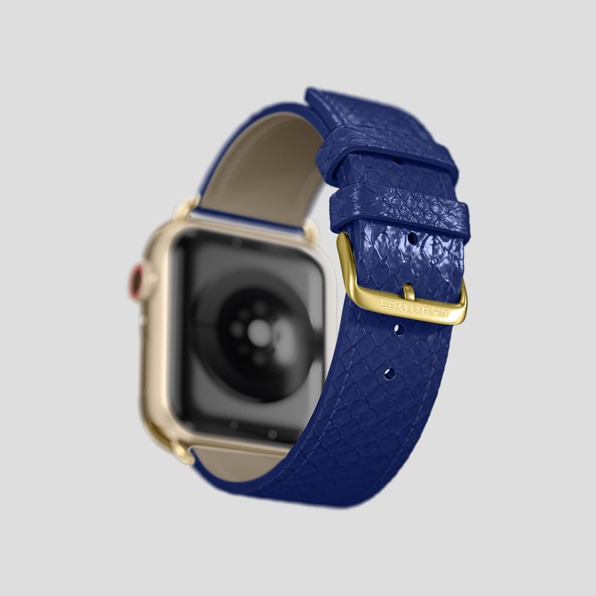 Royal Blue Apple Watch 46mm Classic Strap In Python with Gold Metal -5 | Royal-Blue-Gold