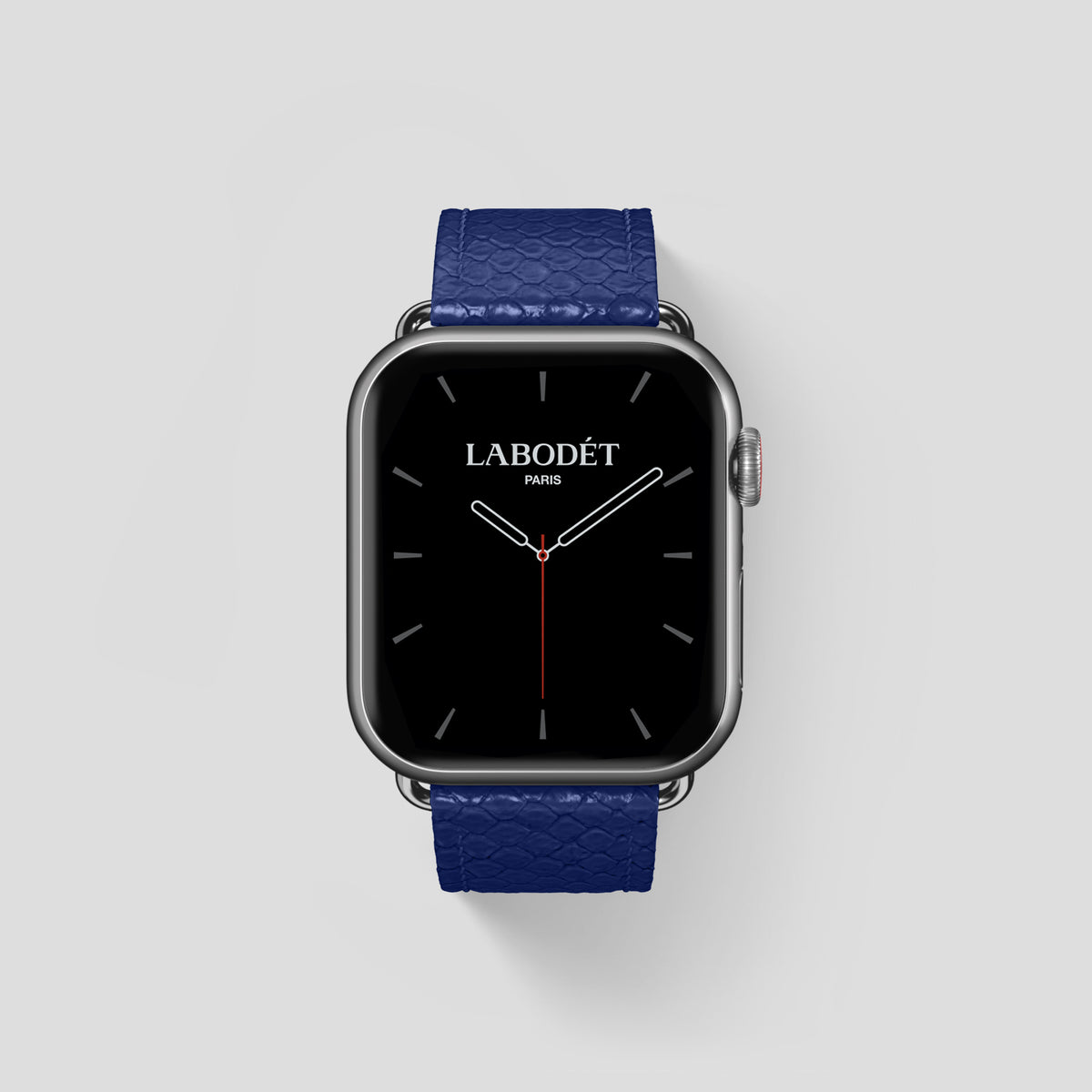 Royal Blue Apple Watch 46mm Classic Strap In Python with Steel Metal -1 | Royal-Blue-Steel