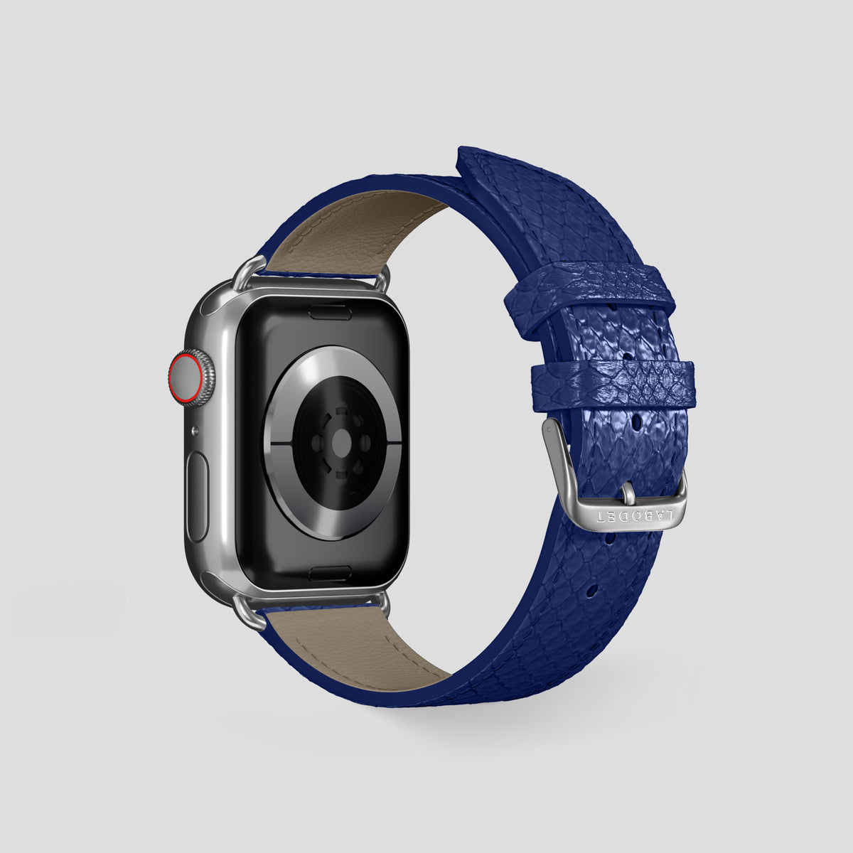 Royal Blue Apple Watch 46mm Classic Strap In Python with Steel Metal -2 | Royal-Blue-Steel