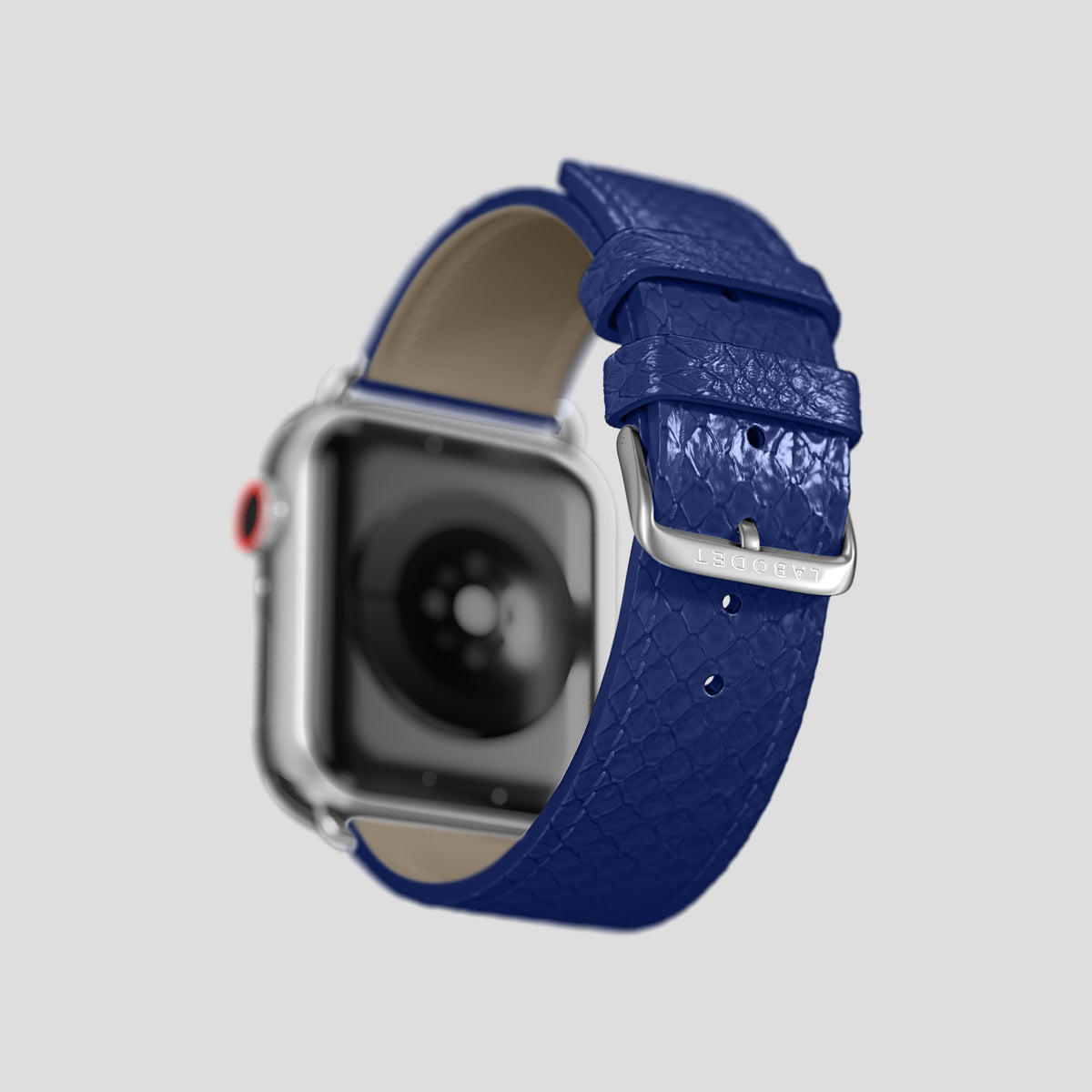 Royal Blue Apple Watch 46mm Classic Strap In Python with Steel Metal -5 | Royal-Blue-Steel