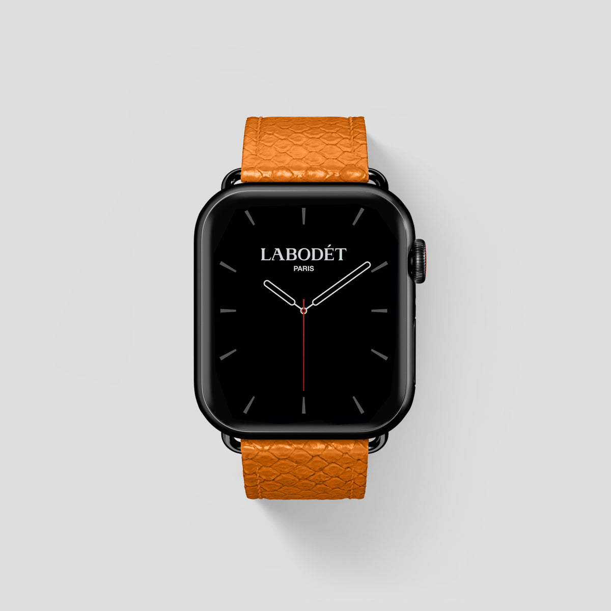 Orange Apple Watch 46mm Classic Strap In Python with Black Metal -1 | Orange-Black