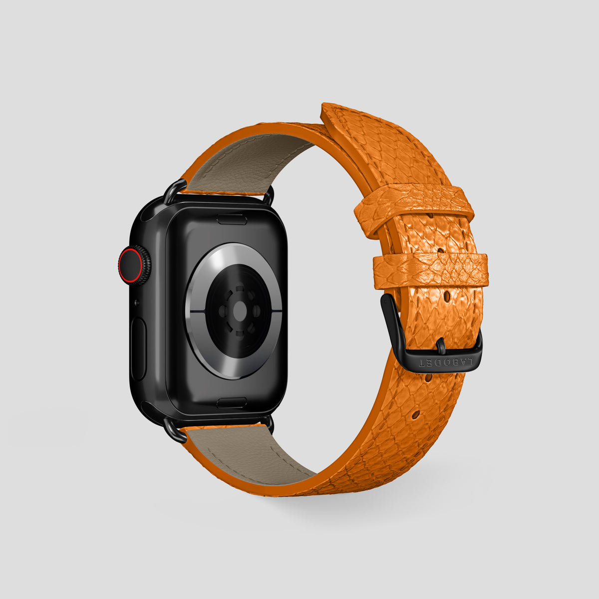 Orange Apple Watch 46mm Classic Strap In Python with Black Metal -2 | Orange-Black