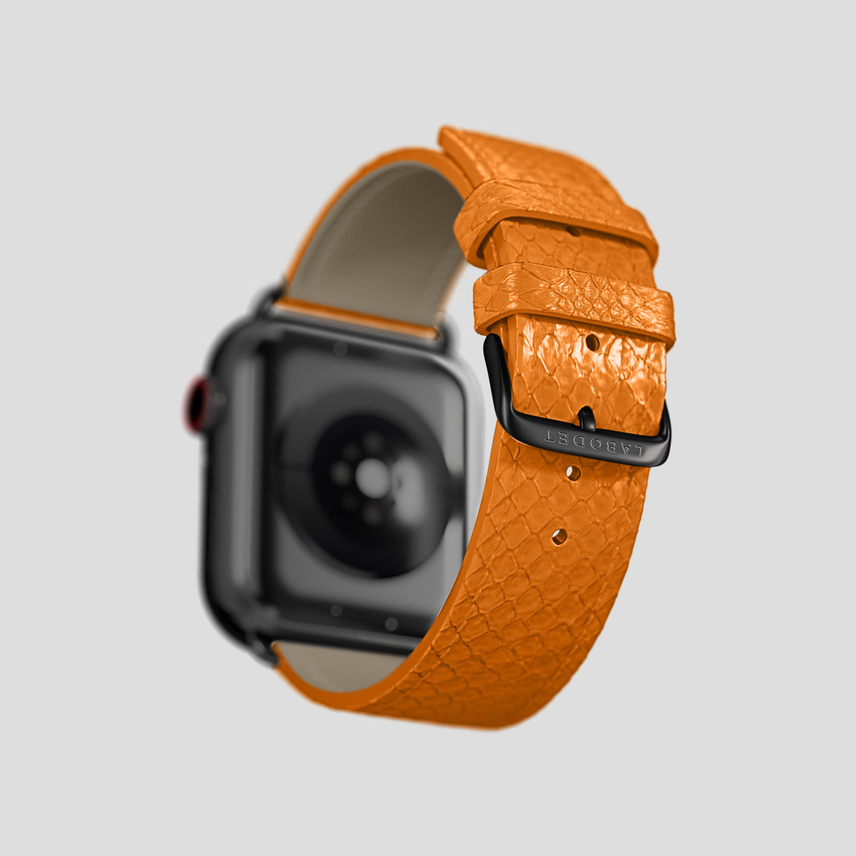 Orange Apple Watch 46mm Classic Strap In Python with Black Metal -5 | Orange-Black