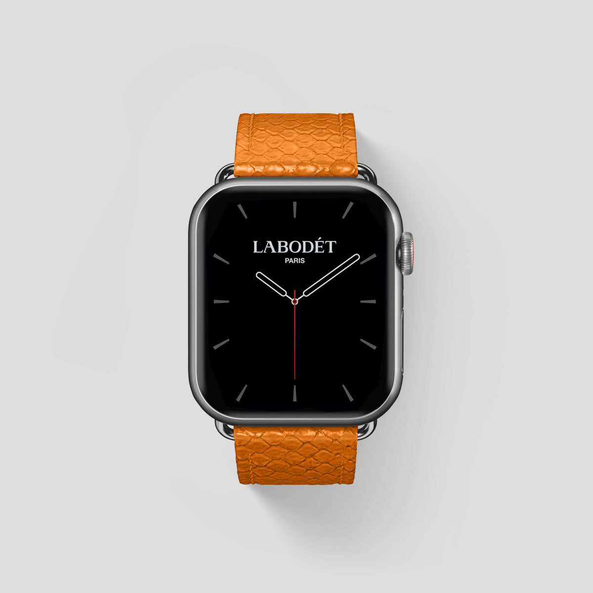 Orange Apple Watch 46mm Classic Strap In Python with Steel Metal -1 | Orange-Steel