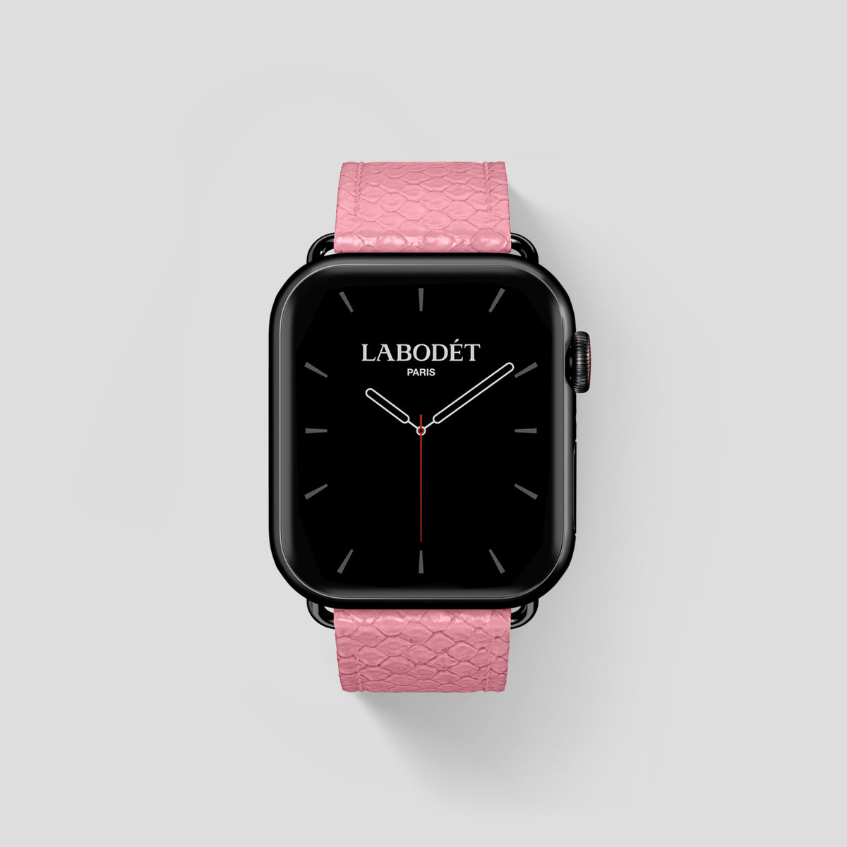 Pink Apple Watch 46mm Classic Strap In Python with Black Metal -1 | Pink-Black