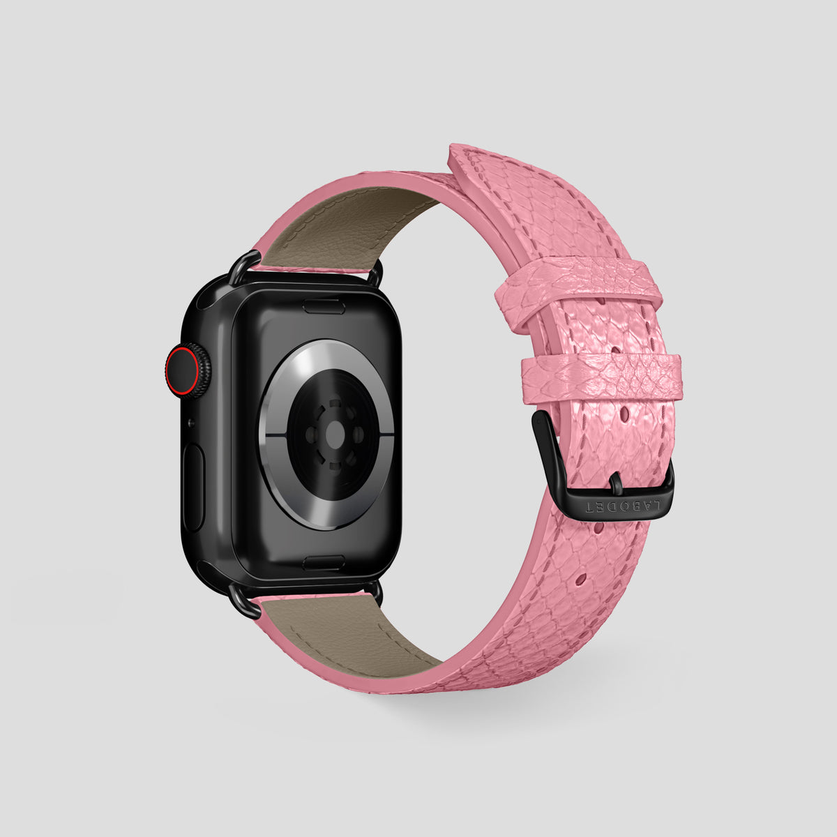 Pink Apple Watch 46mm Classic Strap In Python with Black Metal -2 | Pink-Black