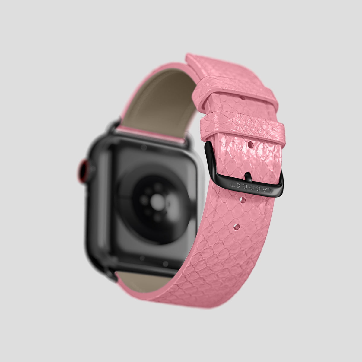 Pink Apple Watch 46mm Classic Strap In Python with Black Metal -5 | Pink-Black