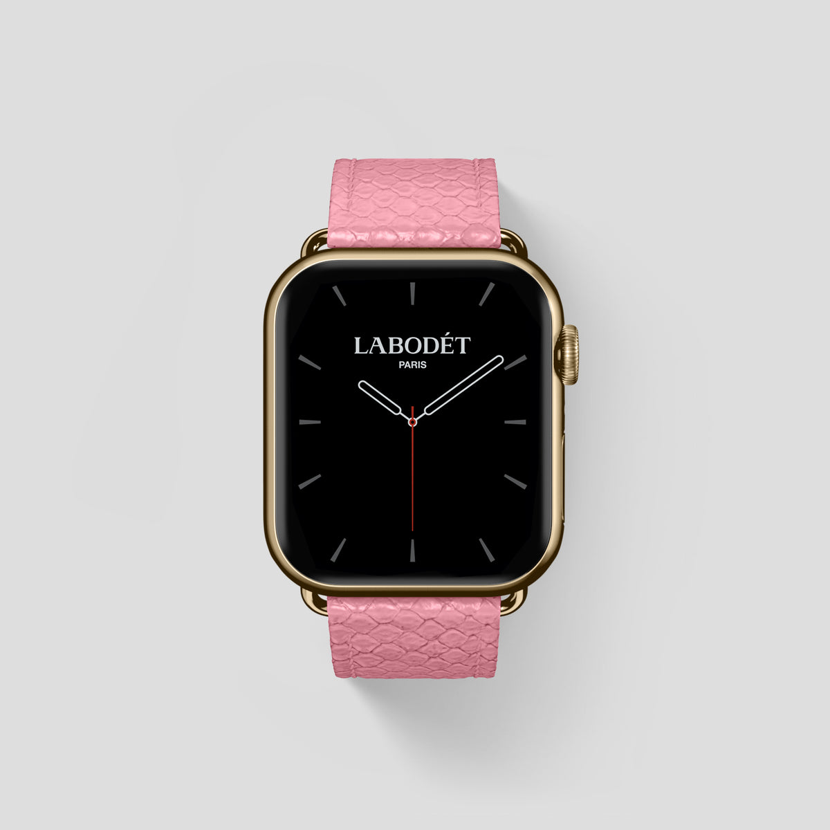 Pink Apple Watch 46mm Classic Strap In Python with Gold Metal -1 | Pink-Gold