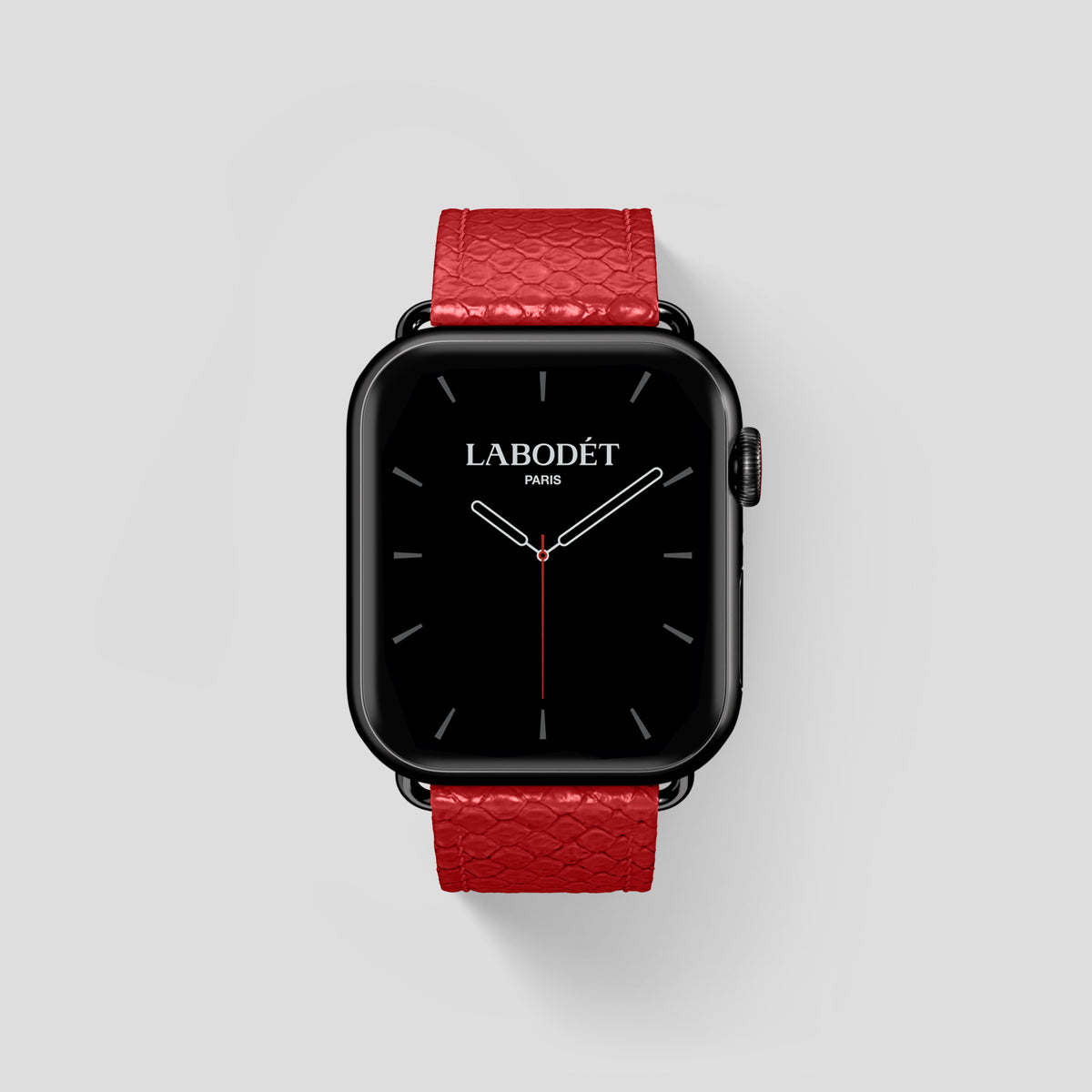 Red Apple Watch 46mm Classic Strap In Python with Black Metal -1 | Red-Black