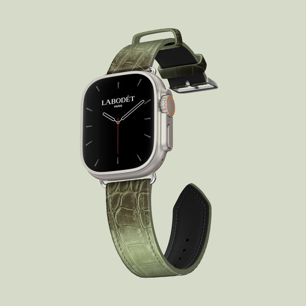 Classic Strap Celadon Green For Apple Watch Ultra 49mm In Himalayan Crocodile