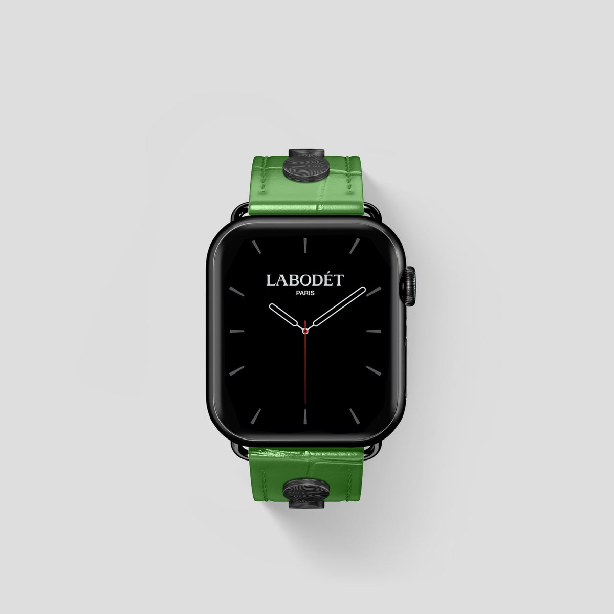 Apple-Green Classic Strap For Apple Watch 42mm In Alligator with Black Metal -2 | Apple-Green-Black