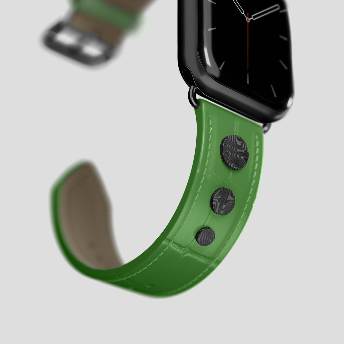 Apple-Green Classic Strap For Apple Watch 42mm In Alligator with Black Metal -4 | Apple-Green-Black