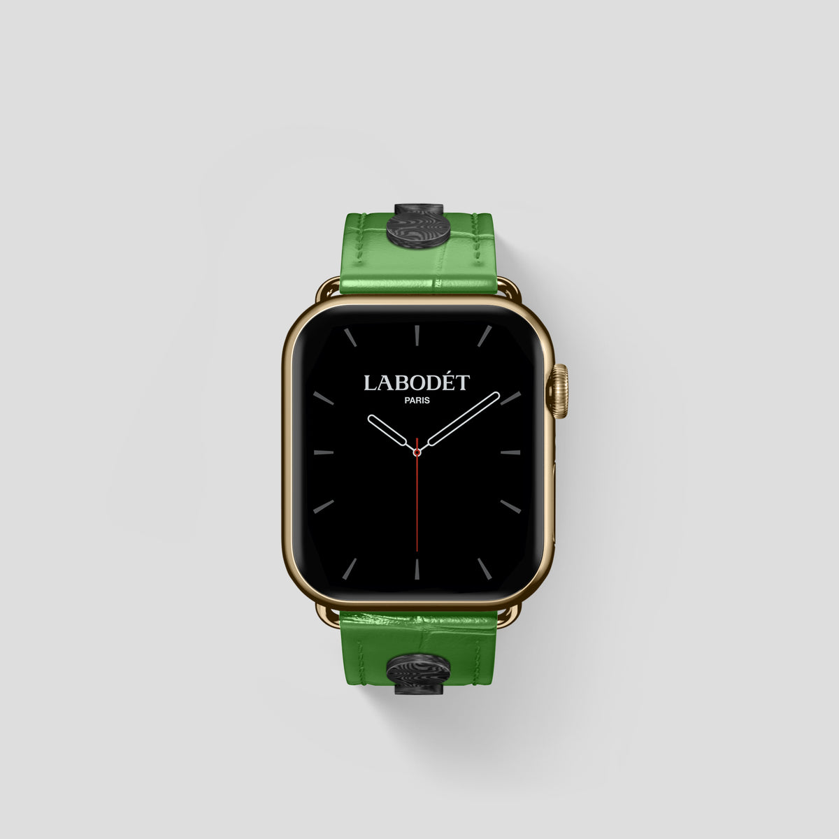 Apple-Green Classic Strap For Apple Watch 42mm In Alligator with Gold Metal -2 | Apple-Green-Gold
