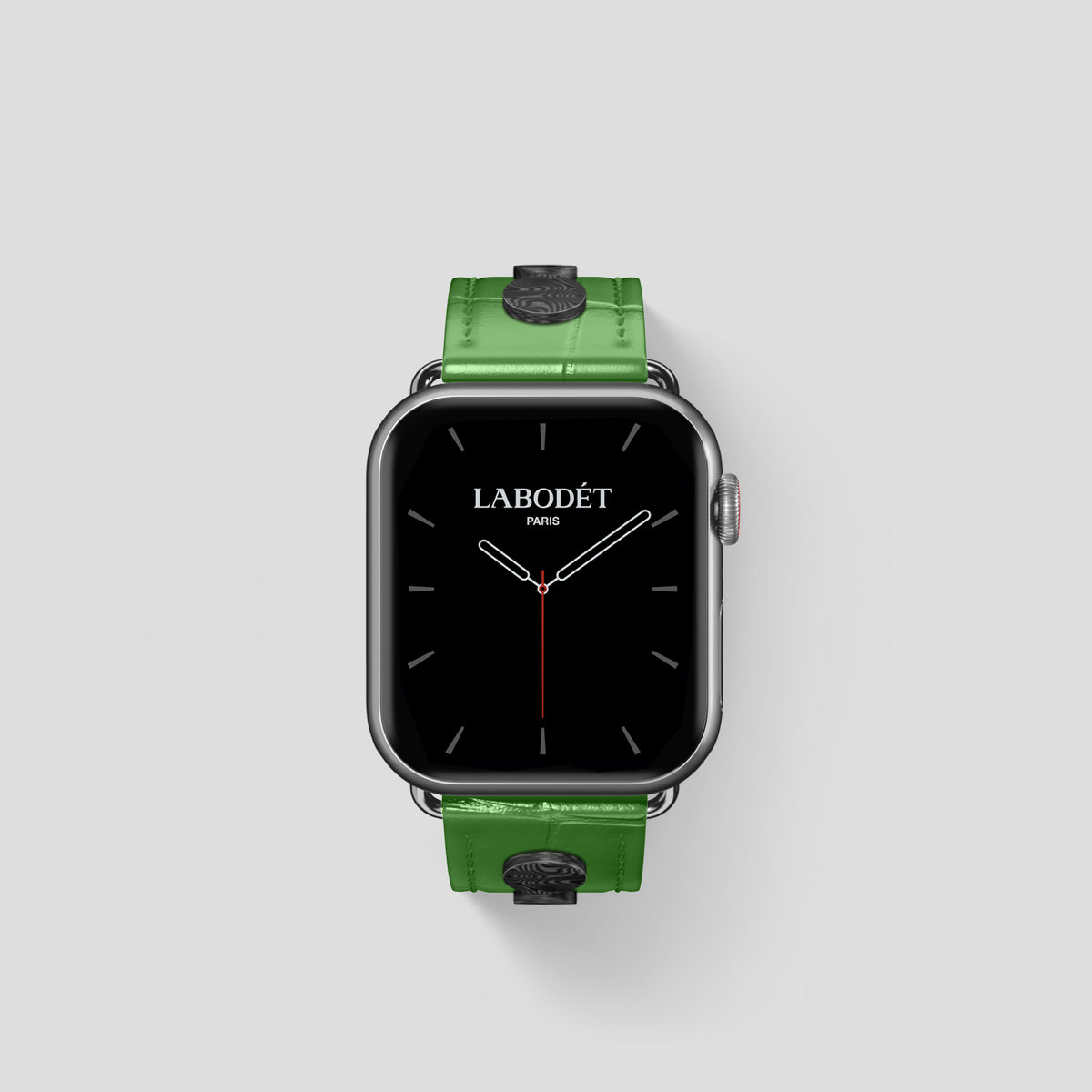 Apple-Green Classic Strap For Apple Watch 42mm In Alligator with Steel Metal -2 | Apple-Green-Steel