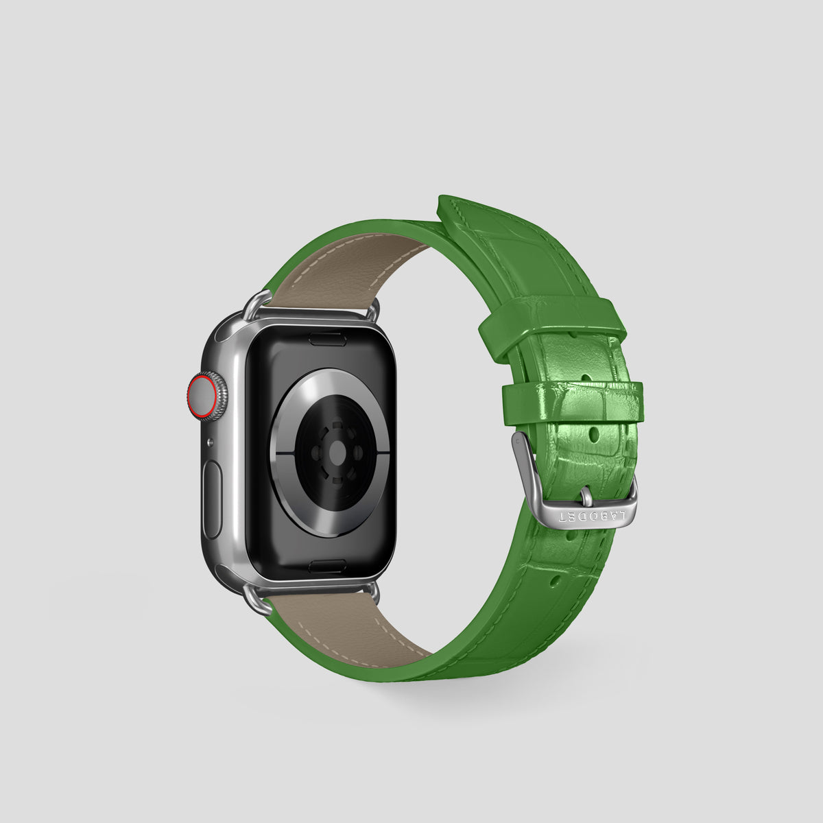 Apple-Green Classic Strap For Apple Watch 42mm In Alligator with Steel Metal -3 | Apple-Green-Steel