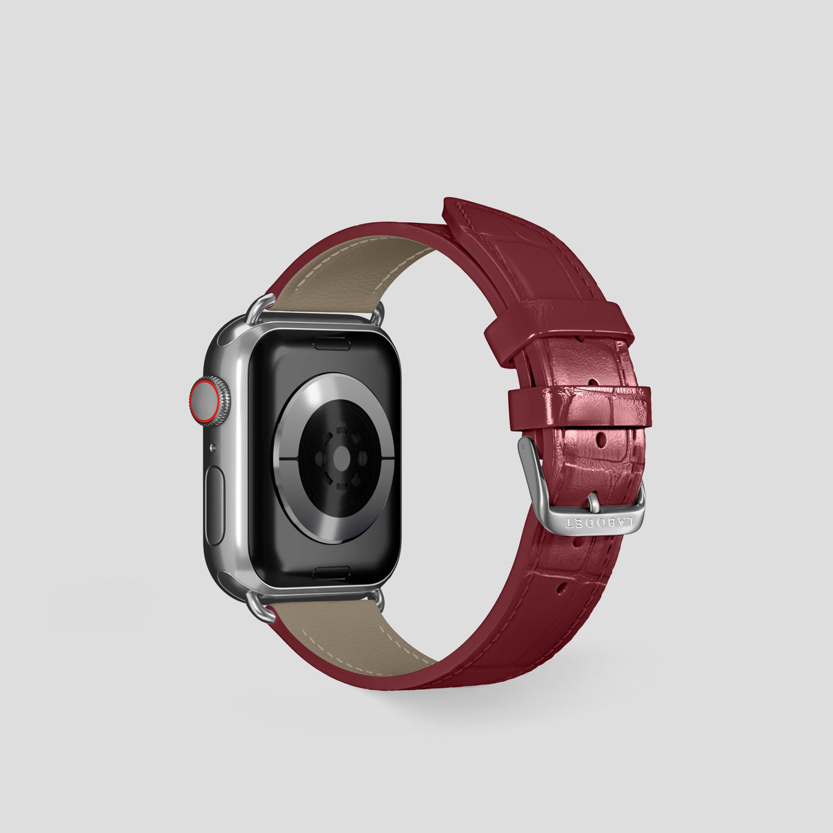 Burgundy Classic Strap For Apple Watch 42mm In Alligator with Steel Metal -3 | Burgundy-Steel