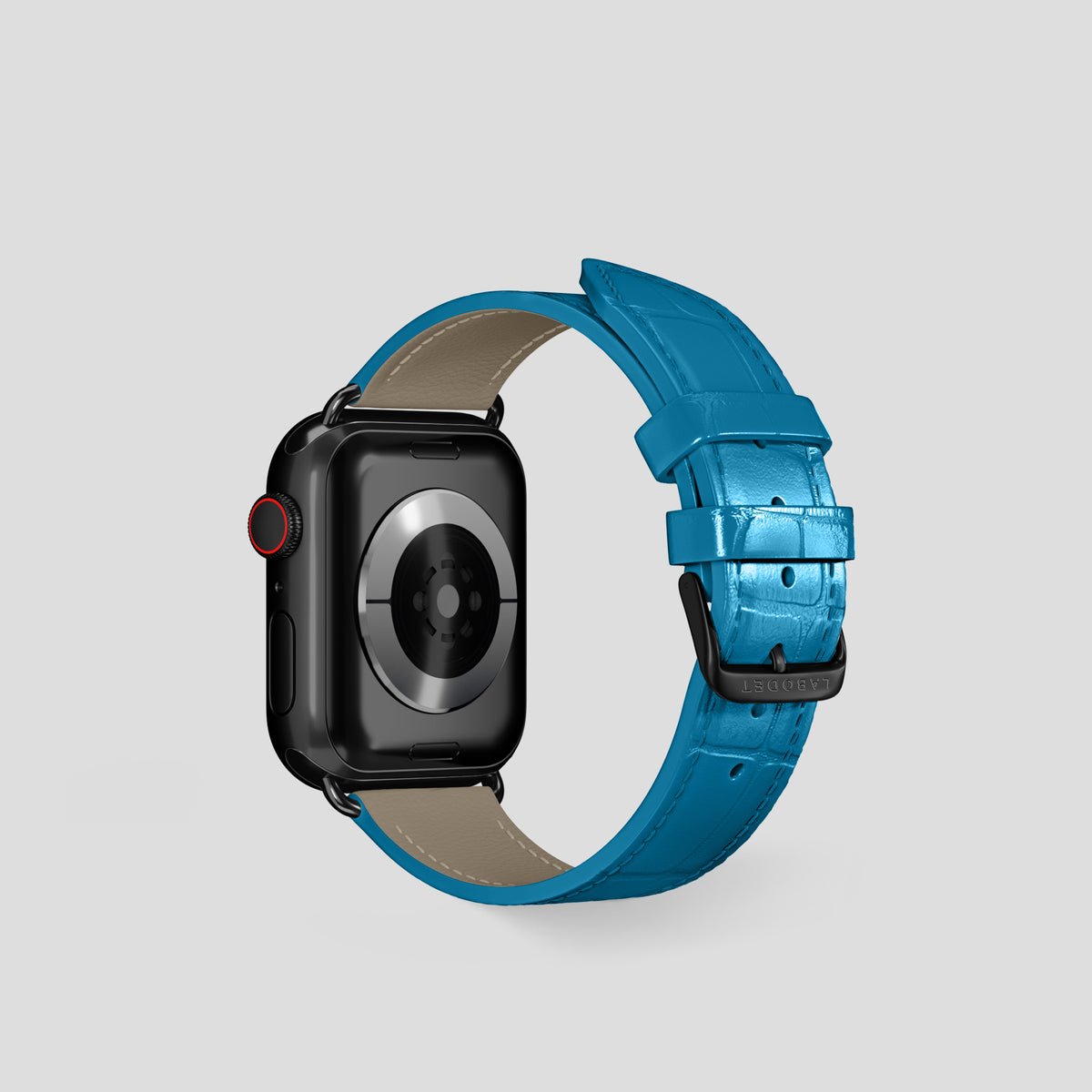 Curaçao-Blue Classic Strap For Apple Watch 42mm In Alligator with Black Metal -3 | Curaçao-Blue-Black