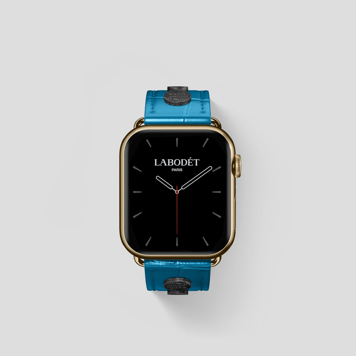 Curaçao-Blue Classic Strap For Apple Watch 42mm In Alligator with Gold Metal -2 | Curaçao-Blue-Gold