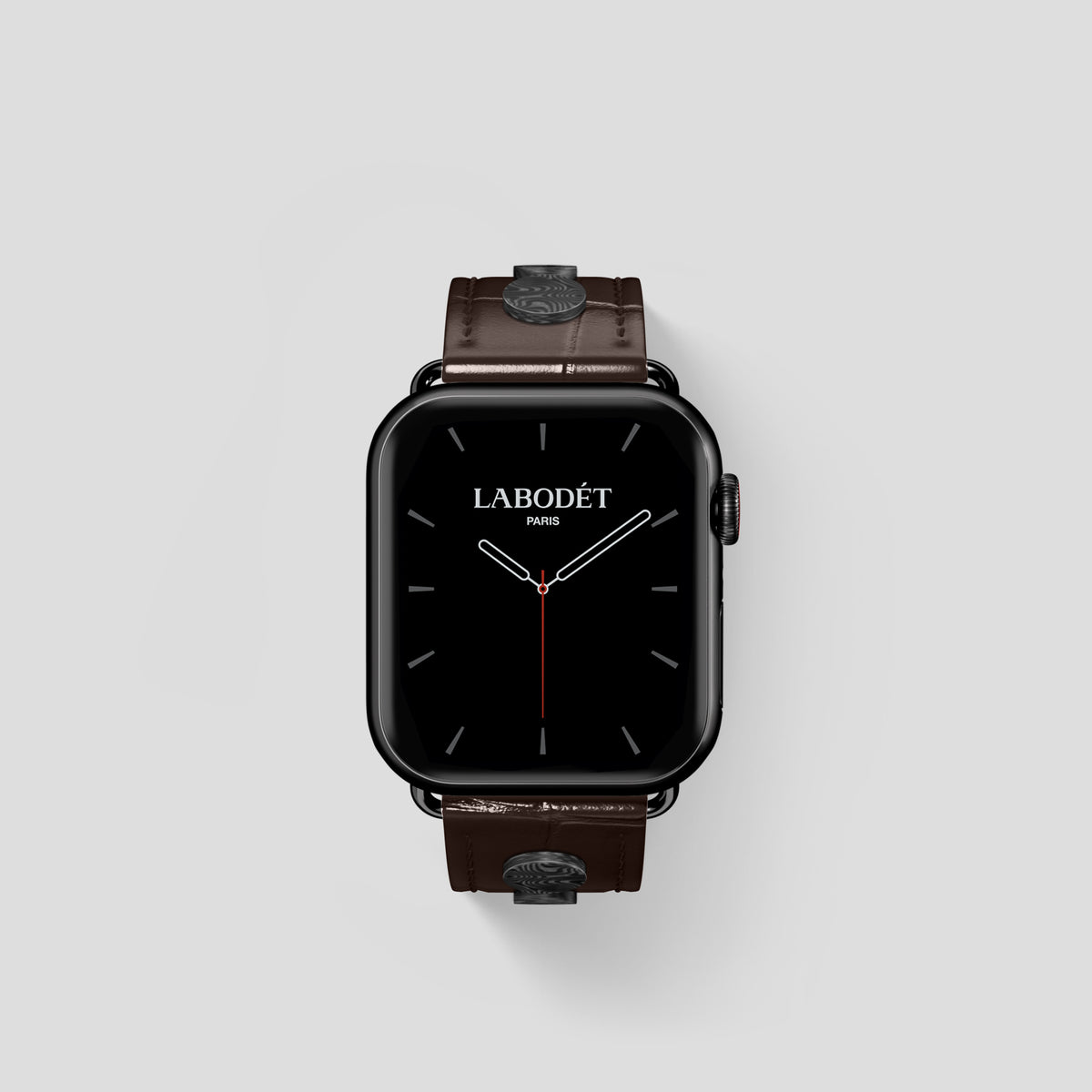 Dark-Brown Classic Strap For Apple Watch 42mm In Alligator with Black Metal -2 | Dark-Brown-Black