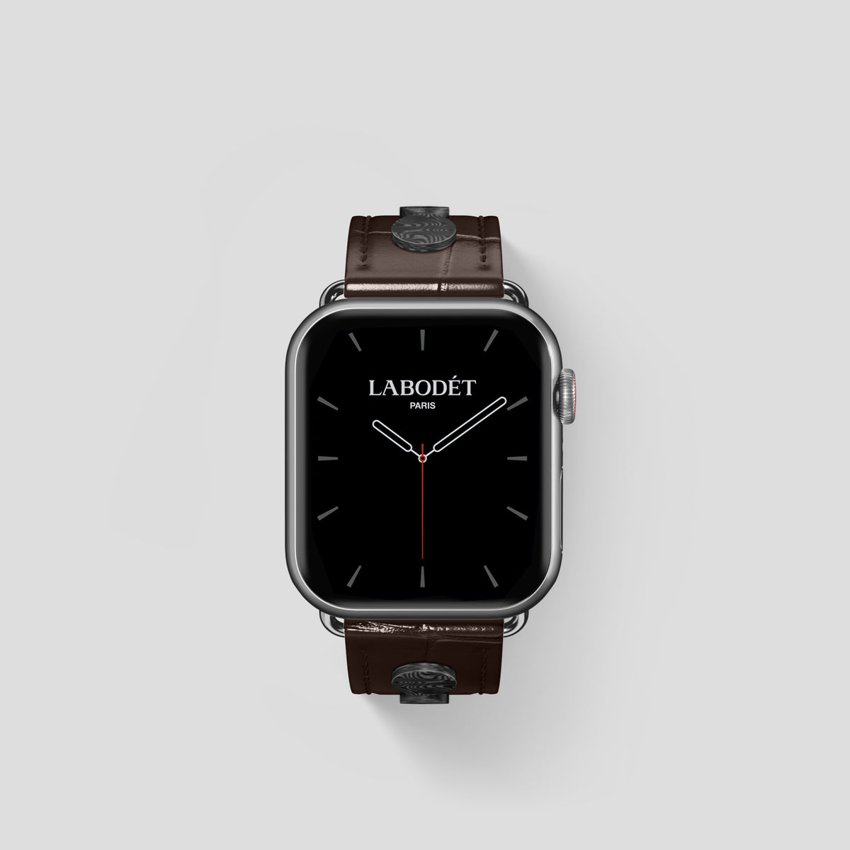 Dark-Brown Classic Strap For Apple Watch 42mm In Alligator with Steel Metal -2 | Dark-Brown-Steel