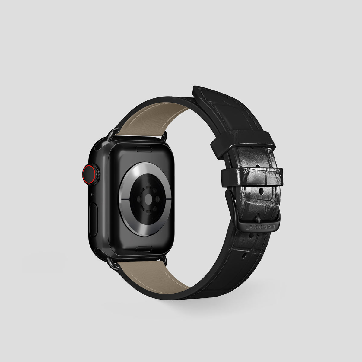 Black Classic Strap For Apple Watch 42mm In Alligator with Black Metal -3 | Black-Black