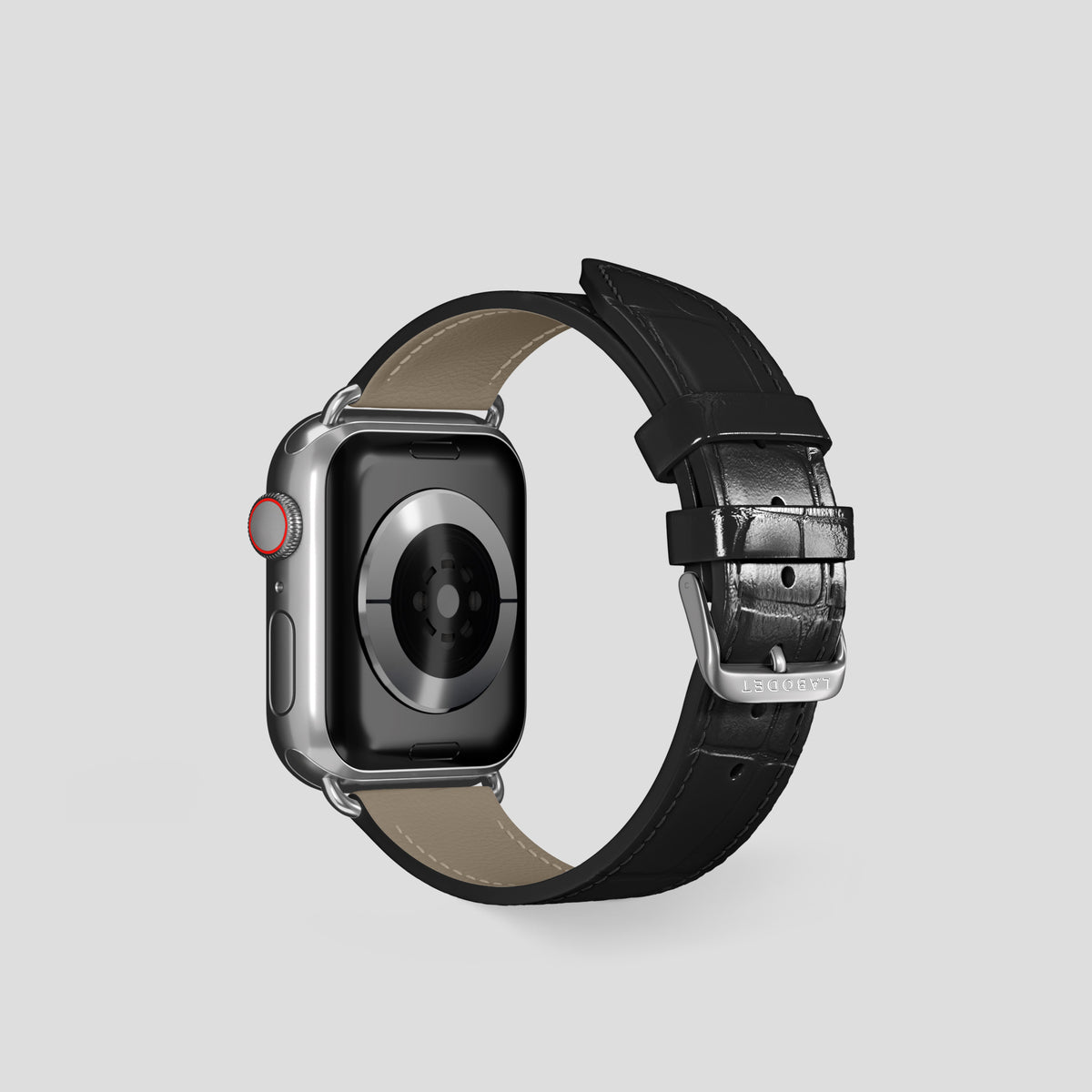 Black Classic Strap For Apple Watch 42mm In Alligator with Steel Metal -3 | Black-Steel